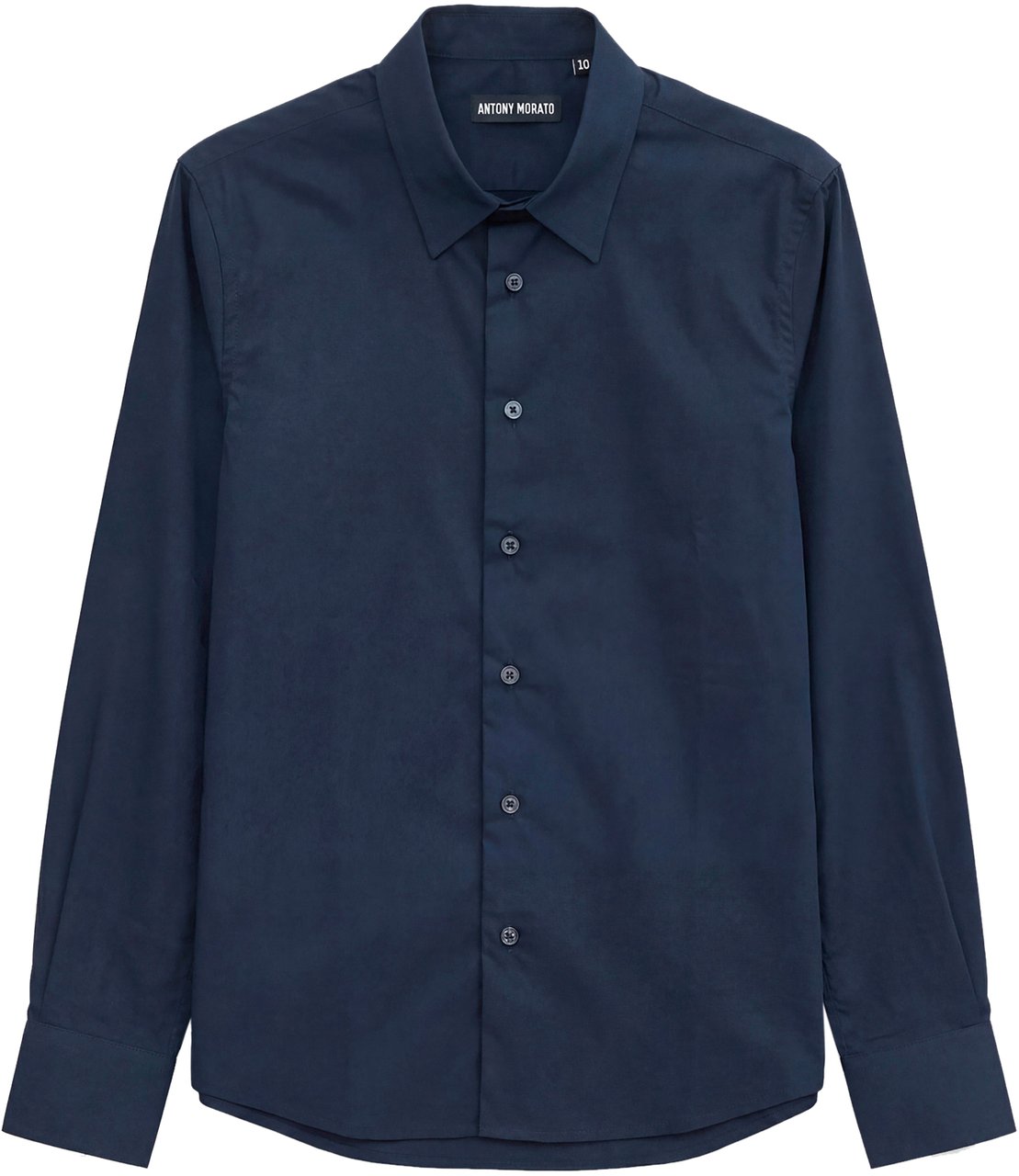 Antony Morato SHIRT REGULAR FIT IN SOFT TOUCH PRINTED WITH LOGOED METAL BADGE Blauw