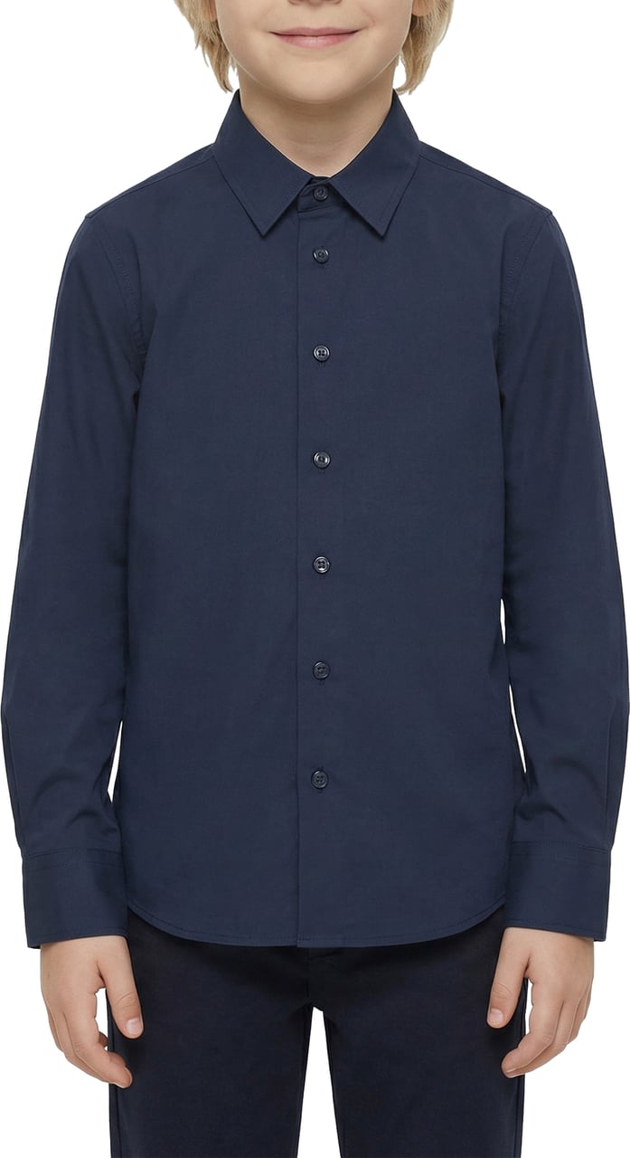 Antony Morato SHIRT REGULAR FIT IN SOFT TOUCH PRINTED WITH LOGOED METAL BADGE Blauw
