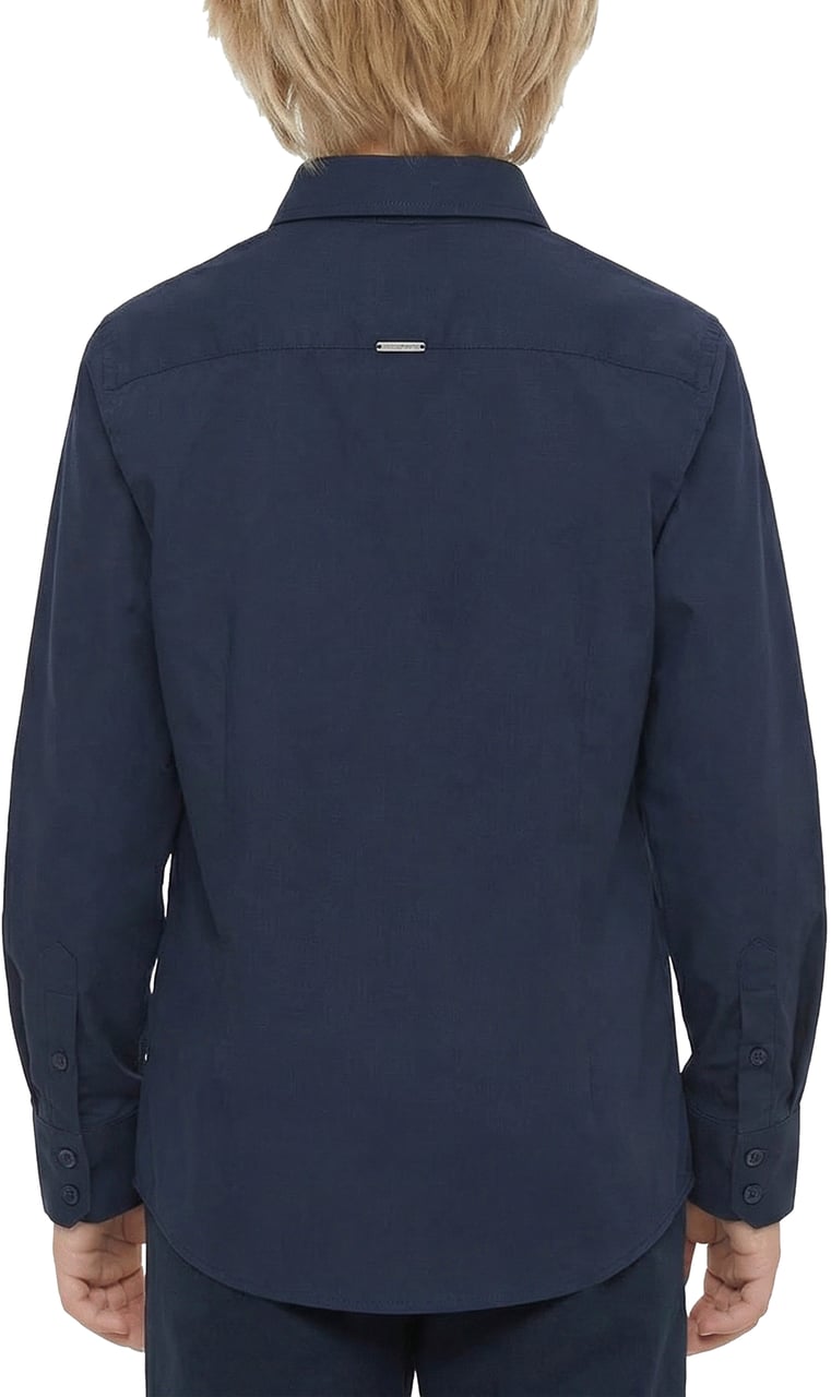 Antony Morato SHIRT REGULAR FIT IN SOFT TOUCH PRINTED WITH LOGOED METAL BADGE Blauw