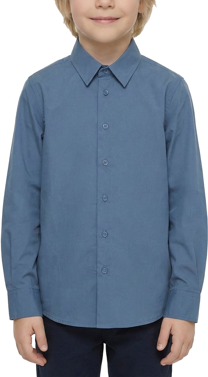 Antony Morato SHIRT REGULAR FIT IN SOFT TOUCH PRINTED WITH LOGOED METAL BADGE Blauw