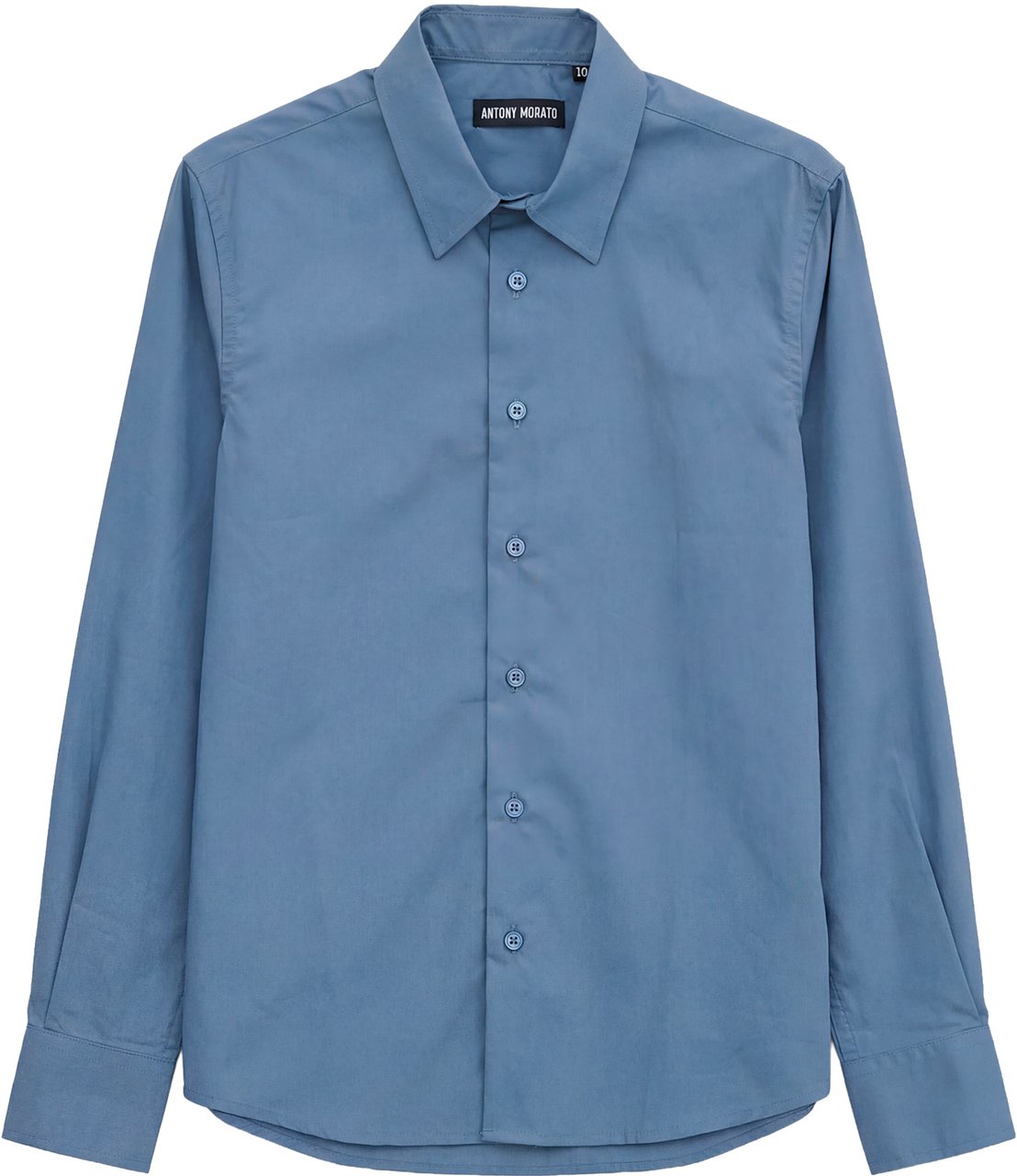Antony Morato SHIRT REGULAR FIT IN SOFT TOUCH PRINTED WITH LOGOED METAL BADGE Blauw