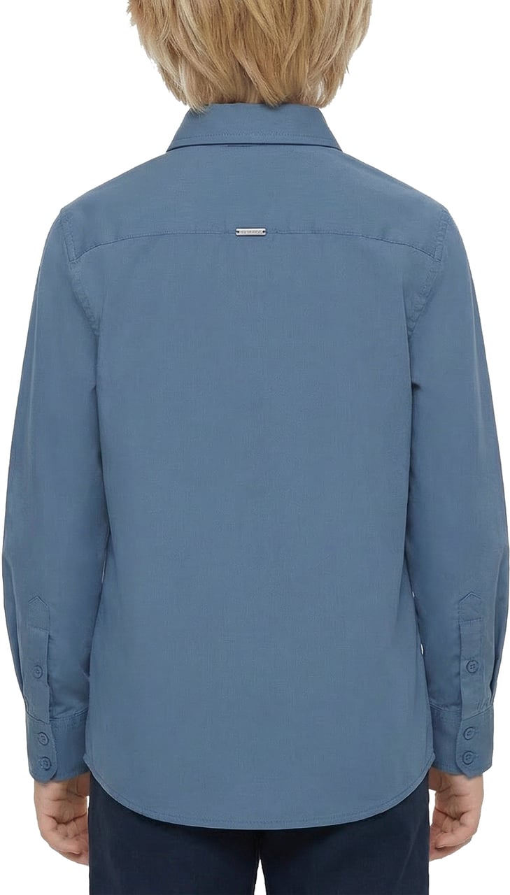 Antony Morato SHIRT REGULAR FIT IN SOFT TOUCH PRINTED WITH LOGOED METAL BADGE Blauw