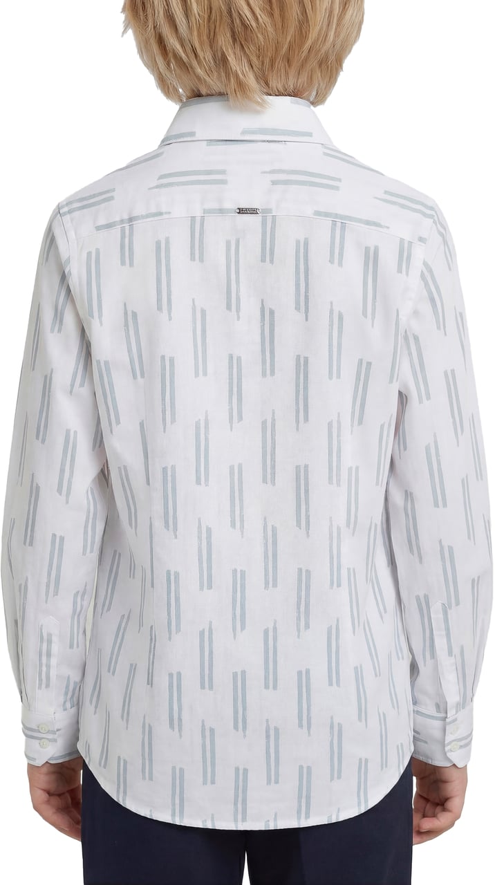 Antony Morato SHIRT REGULAR FIT IN SOFT TOUCH PRINTED WITH LOGOED METAL BADGE Blauw