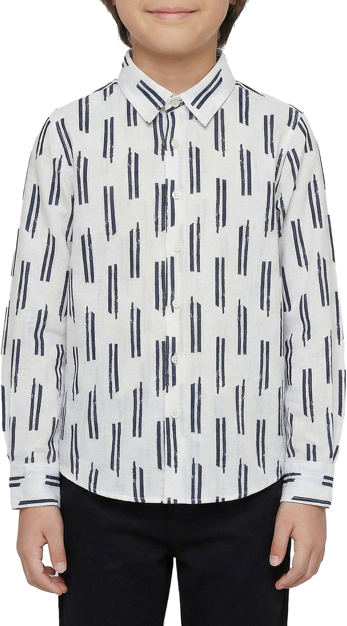 Antony Morato SHIRT REGULAR FIT IN SOFT TOUCH PRINTED WITH LOGOED METAL BADGE Blauw