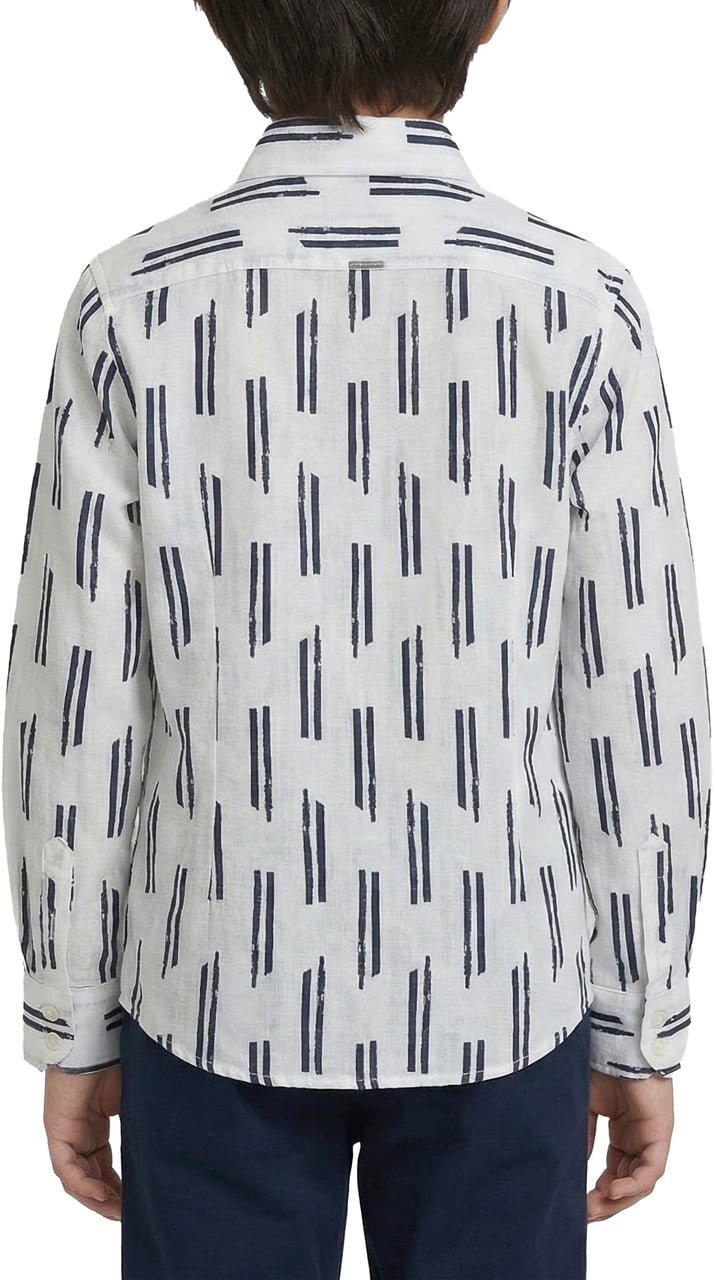 Antony Morato SHIRT REGULAR FIT IN SOFT TOUCH PRINTED WITH LOGOED METAL BADGE Blauw