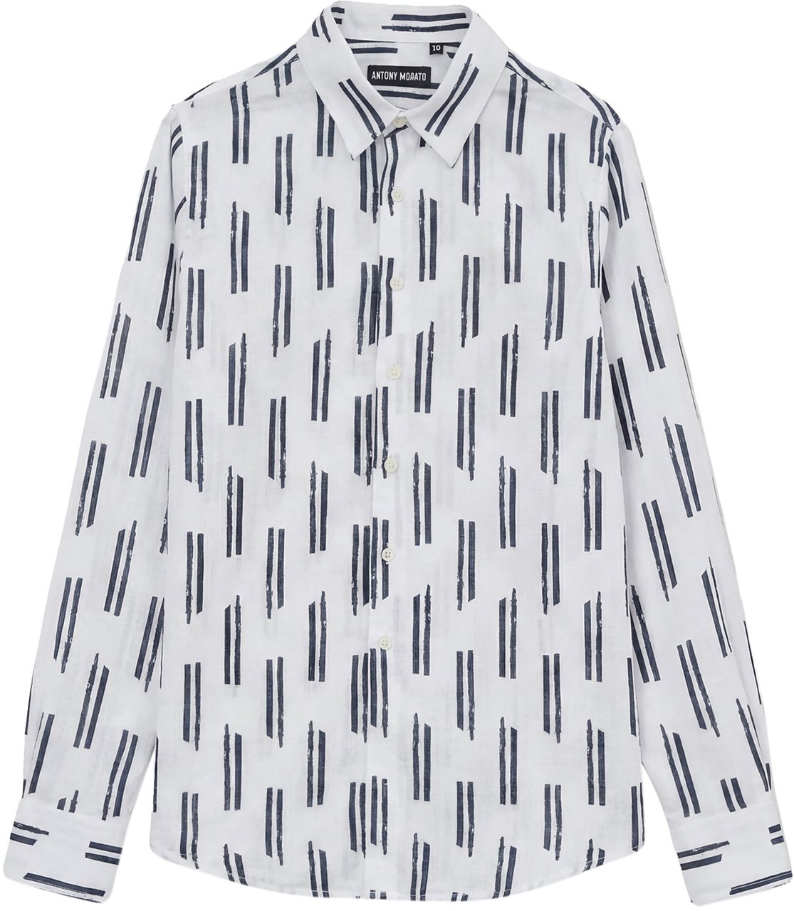 Antony Morato SHIRT REGULAR FIT IN SOFT TOUCH PRINTED WITH LOGOED METAL BADGE Blauw