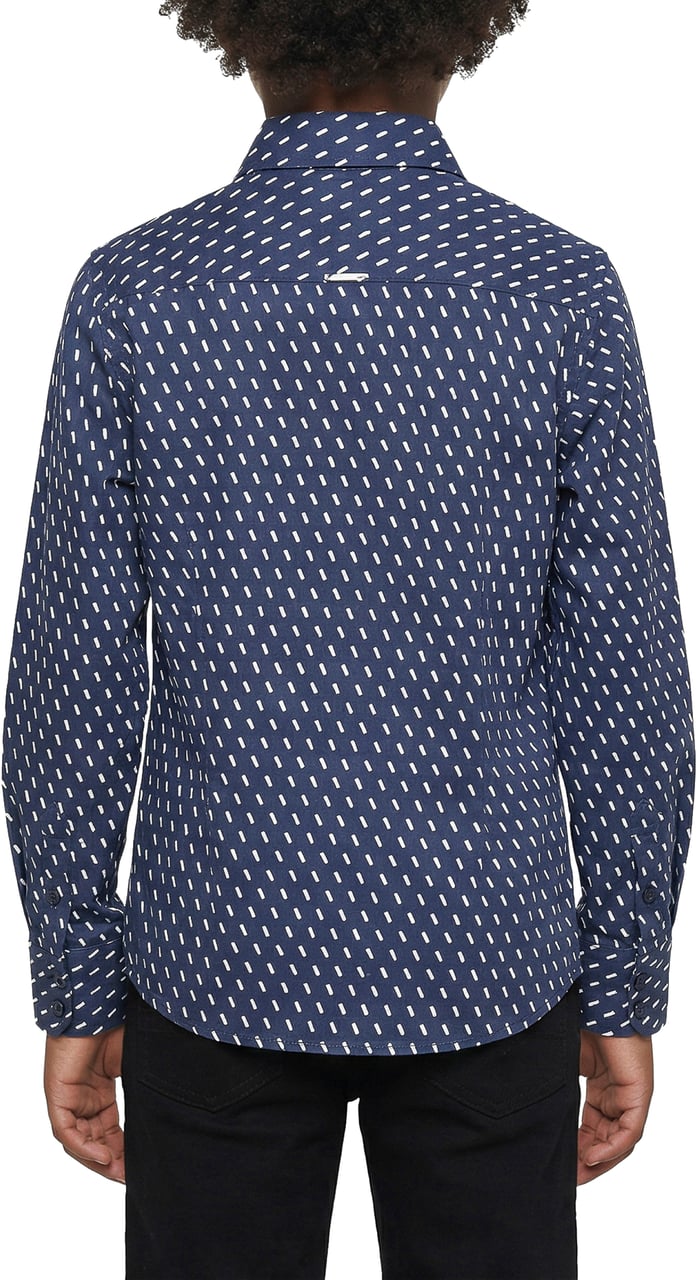 Antony Morato SHIRT REGULAR FIT IN SOFT TOUCH PRINTED WITH LOGOED METAL BADGE Blauw