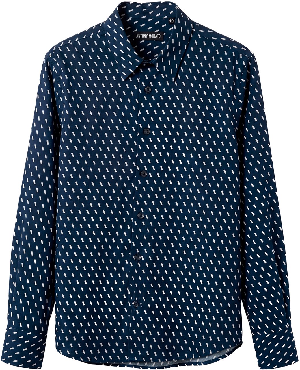 Antony Morato SHIRT REGULAR FIT IN SOFT TOUCH PRINTED WITH LOGOED METAL BADGE Blauw