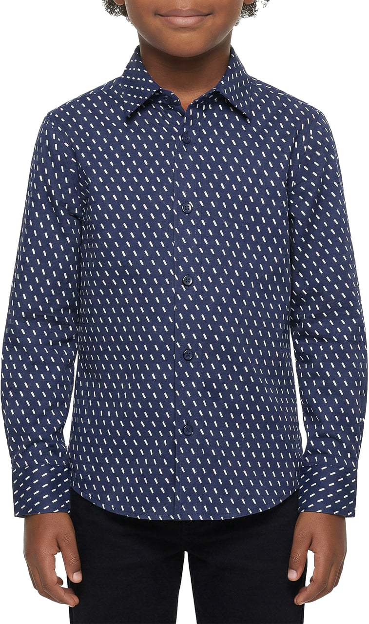 Antony Morato SHIRT REGULAR FIT IN SOFT TOUCH PRINTED WITH LOGOED METAL BADGE Blauw