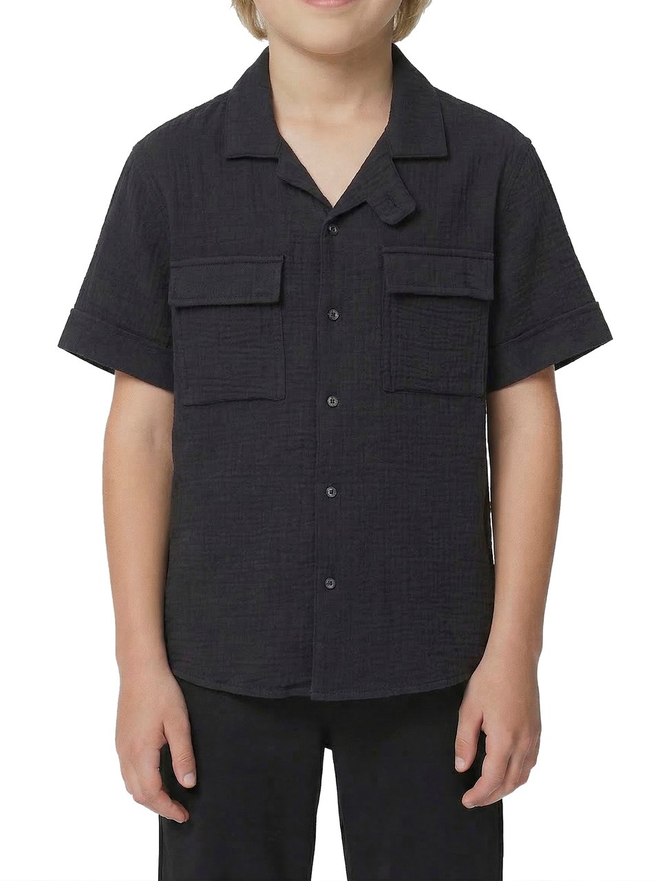 Antony Morato SHIRT REGULAR FIT IN SOFT TOUCH COTTON CRINCKLE FINISH WITH LOGOED PATCH Zwart