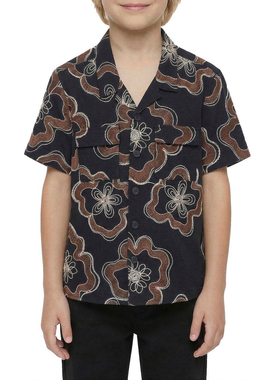 Antony Morato SHIRT REGULAR FIT IN EMBROIDERED COTTON FABRIC WITH LOGOED METAL BADGE Zwart