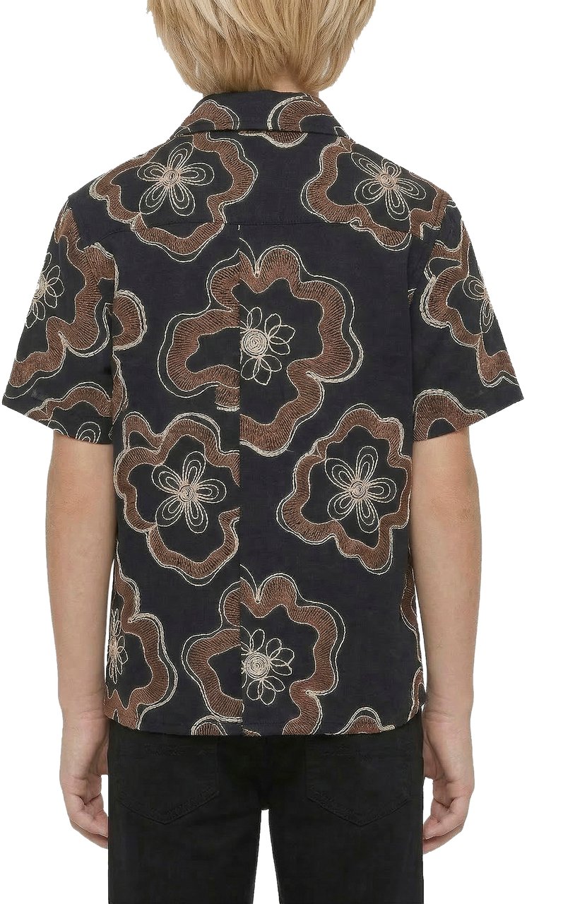 Antony Morato SHIRT REGULAR FIT IN EMBROIDERED COTTON FABRIC WITH LOGOED METAL BADGE Zwart