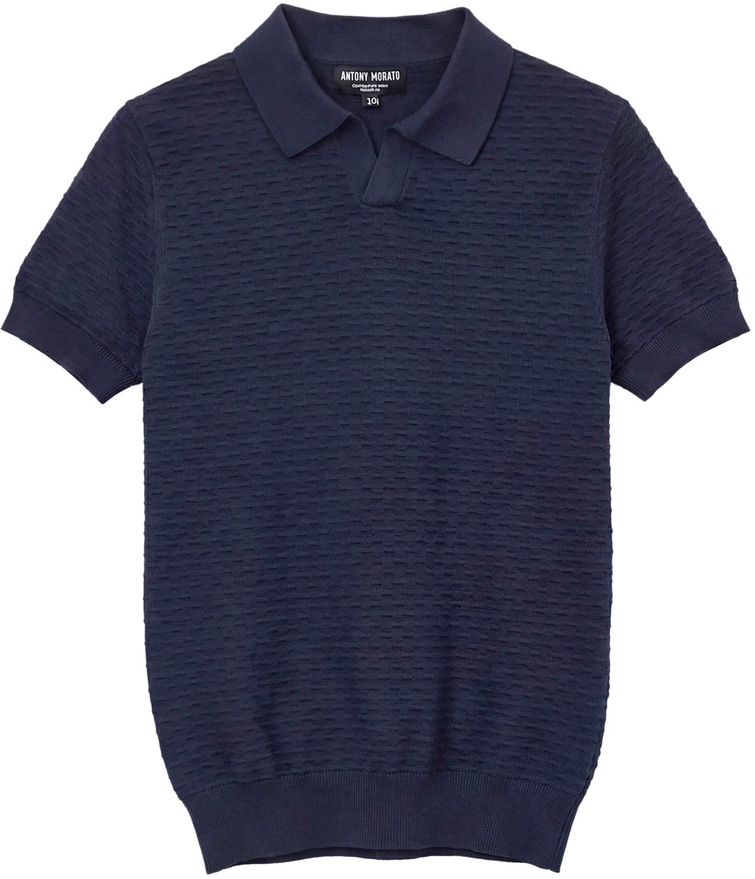 Antony Morato SWEATER REGULAR FIT IN COTTON SOFT YARN WITH LOGO METAL BADGE ON BACK COLLAR Blauw