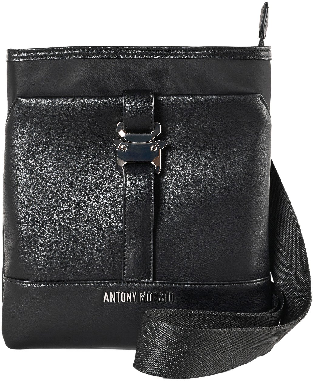 Antony Morato MESSENGER.3D LOGO RIVET.DOUBLE POCKETS WITH ZIP AND MAGNET CLOSURE Zwart