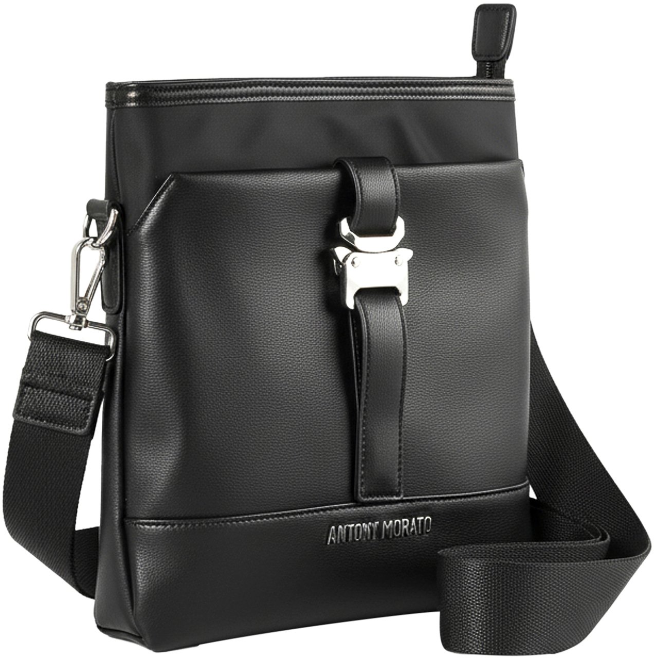 Antony Morato MESSENGER.3D LOGO RIVET.DOUBLE POCKETS WITH ZIP AND MAGNET CLOSURE Zwart