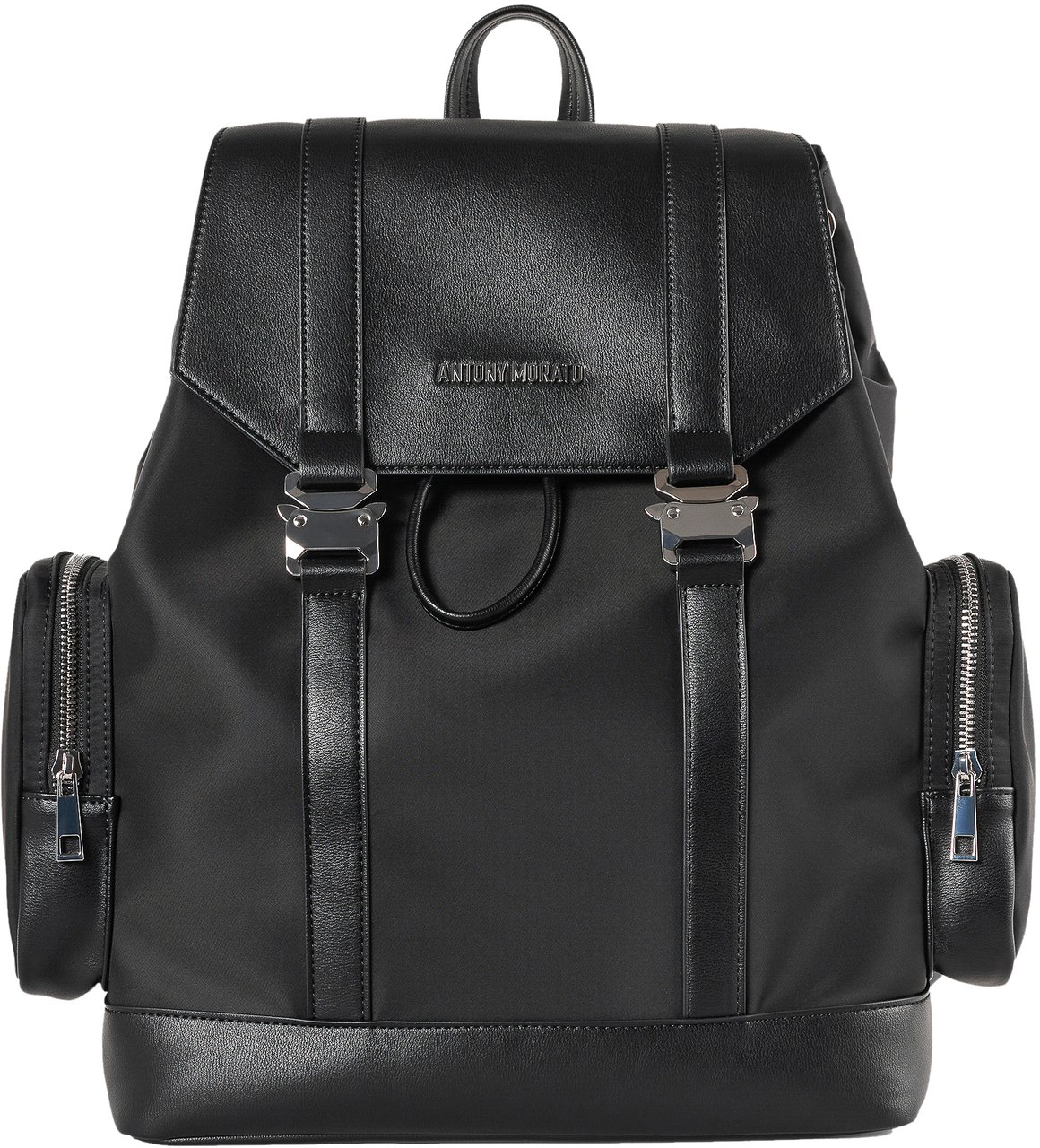 Antony Morato BACKPACK.ZIP POCKETS ON SIDE.LOGO RIVET.SMART SLEEVE ON BACK Zwart
