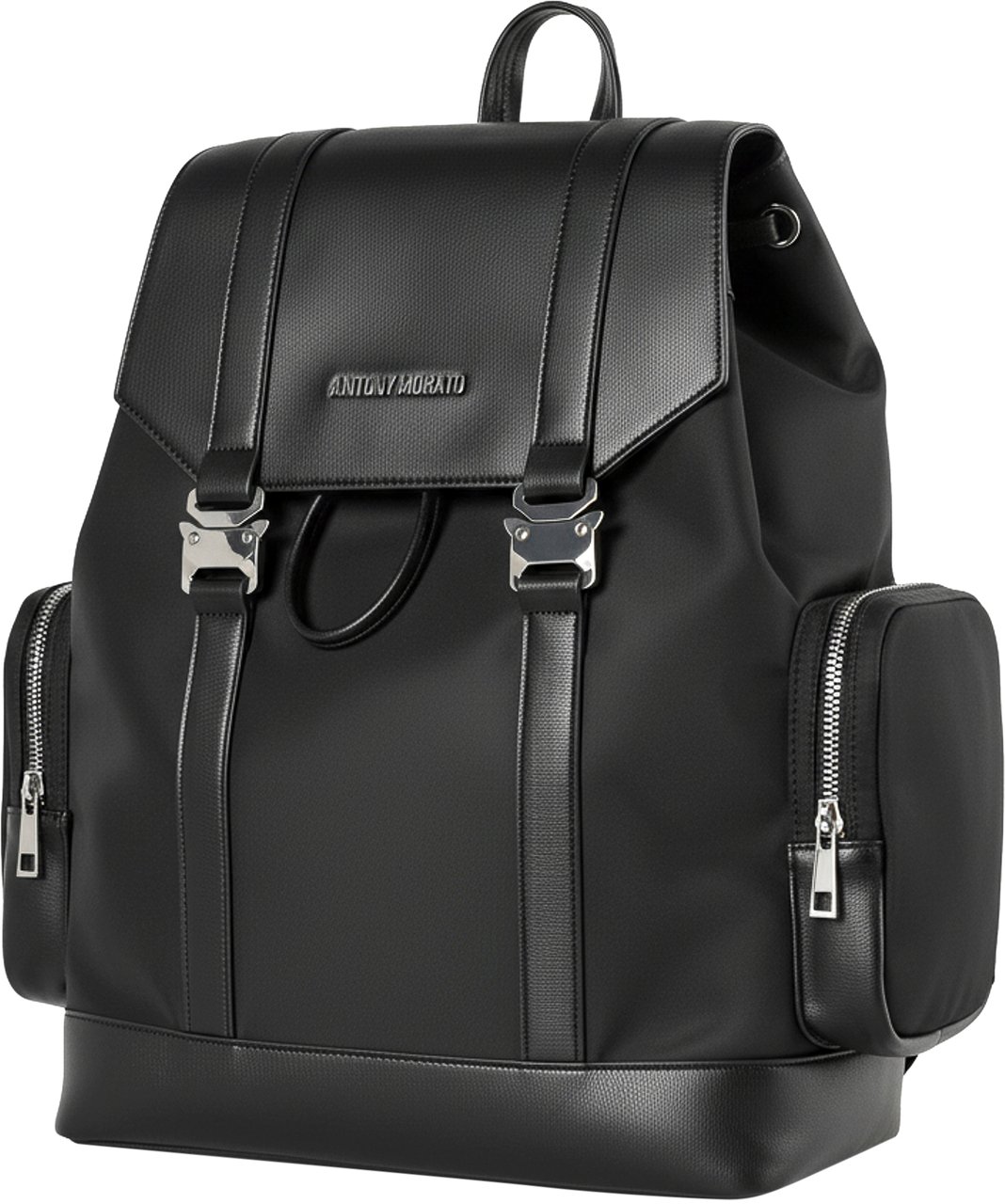 Antony Morato BACKPACK.ZIP POCKETS ON SIDE.LOGO RIVET.SMART SLEEVE ON BACK Zwart
