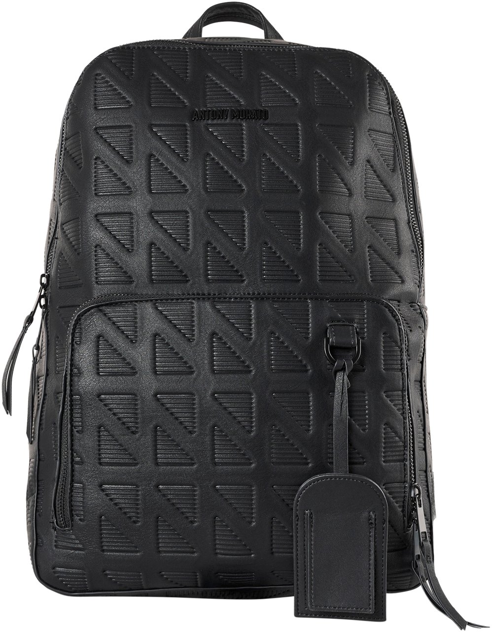Antony Morato BACKPACK IN FAUX LEATHER FANCY PRINTED.METAL ZIP POCKET.3D LOGO METAL RIVET.SMART SLEEVE ON BACK Zwart