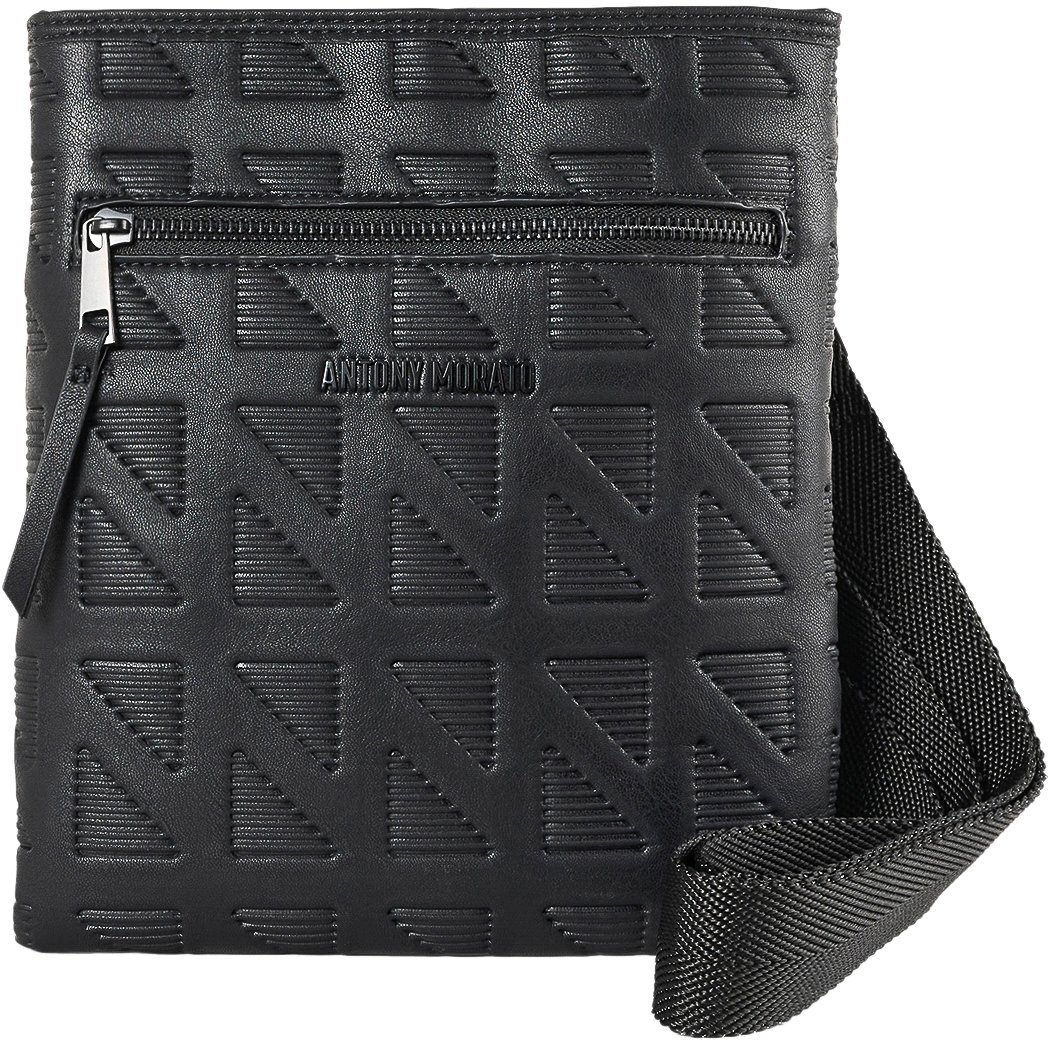 Antony Morato MESSENGER IN FAUX LEATHER FANCY PRINTED.METAL ZIP POCKET.3D LOGO METAL RIVET Zwart