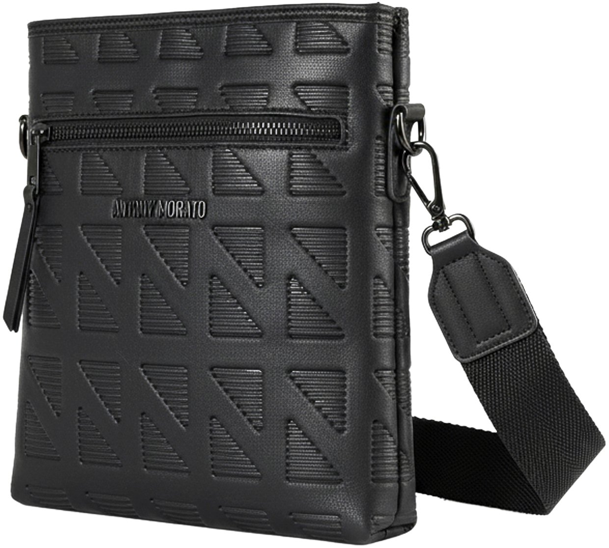 Antony Morato MESSENGER IN FAUX LEATHER FANCY PRINTED.METAL ZIP POCKET.3D LOGO METAL RIVET Zwart