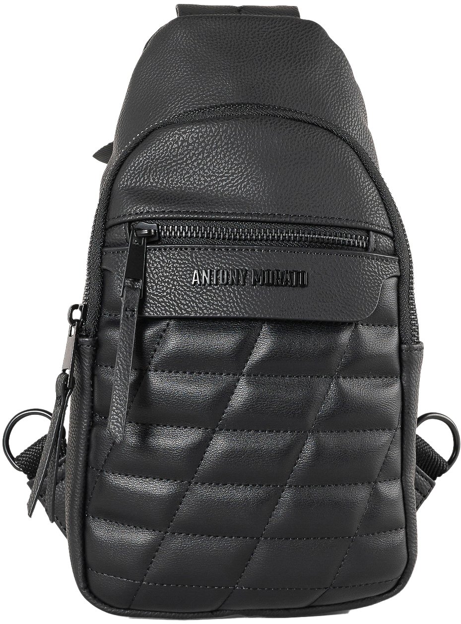 Antony Morato SLING BACKPACK.ZIP POCKETS.LOGO RIVET.ADJUSTABLE BELT Zwart