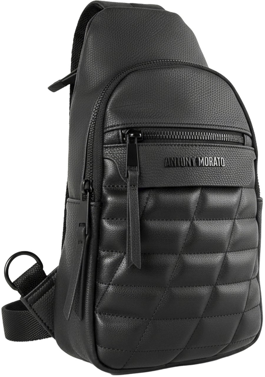 Antony Morato SLING BACKPACK.ZIP POCKETS.LOGO RIVET.ADJUSTABLE BELT Zwart