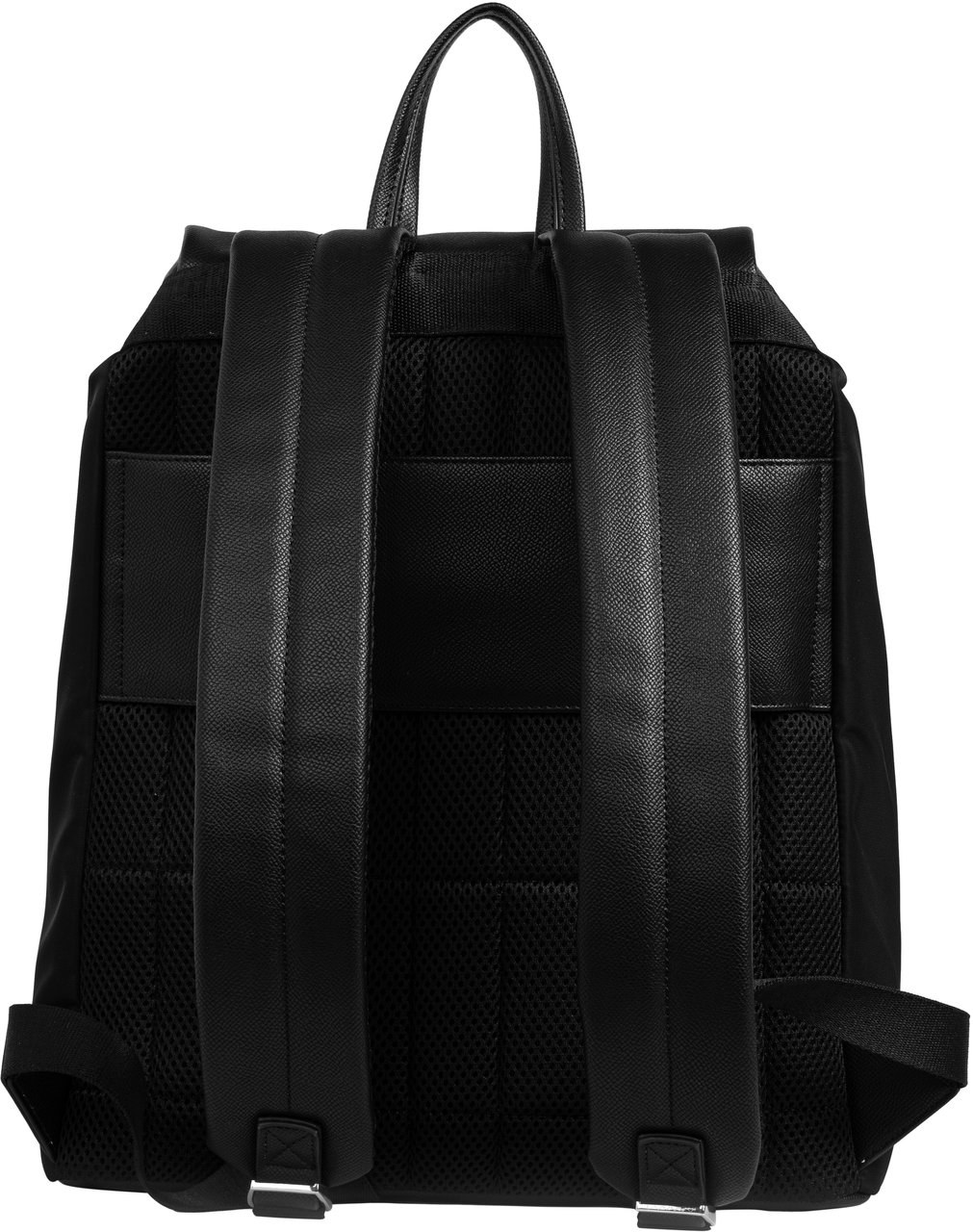 Antony Morato BACKPACK IN NYLON AND FAUX LEATHER.METAL ZIP POCKETS.3D LOGO METAL PLATE.SMART SLEEVE ON BACK Zwart