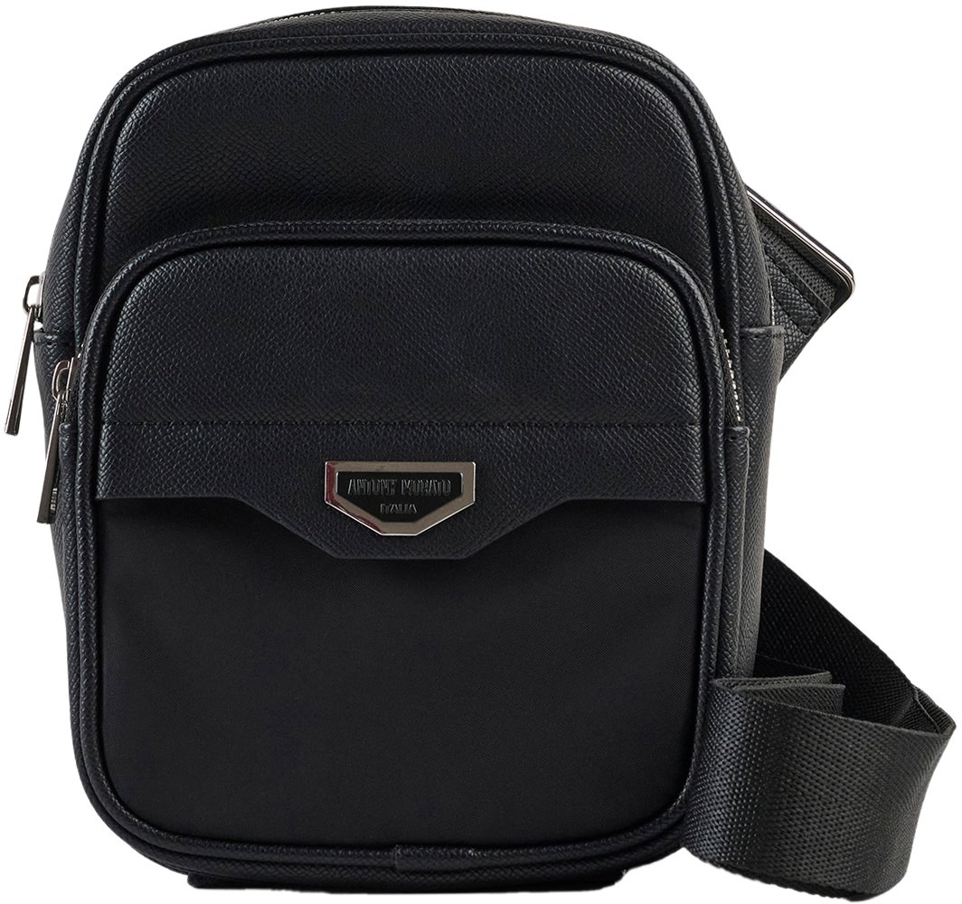 Antony Morato REPORTER BAG IN NYLON AND FAUX LEATHER.METAL ZIP POCKET.3D LOGO METAL PLATE.ADJUSTABLE STRAP Zwart