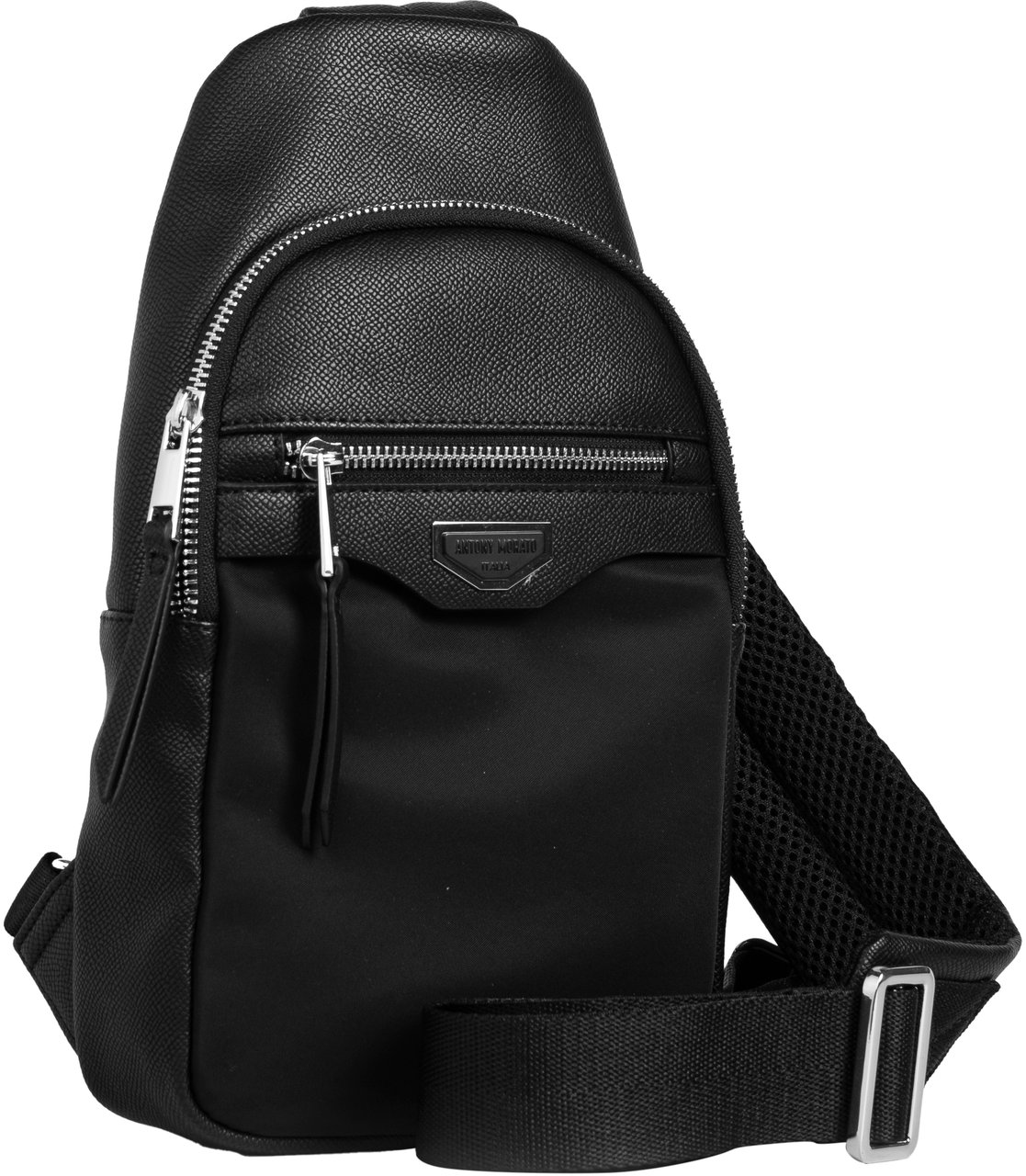 Antony Morato SLING BACKPACK. ZIP POCKETS.3D LOGO .ADJUSTABLE STRAP Zwart