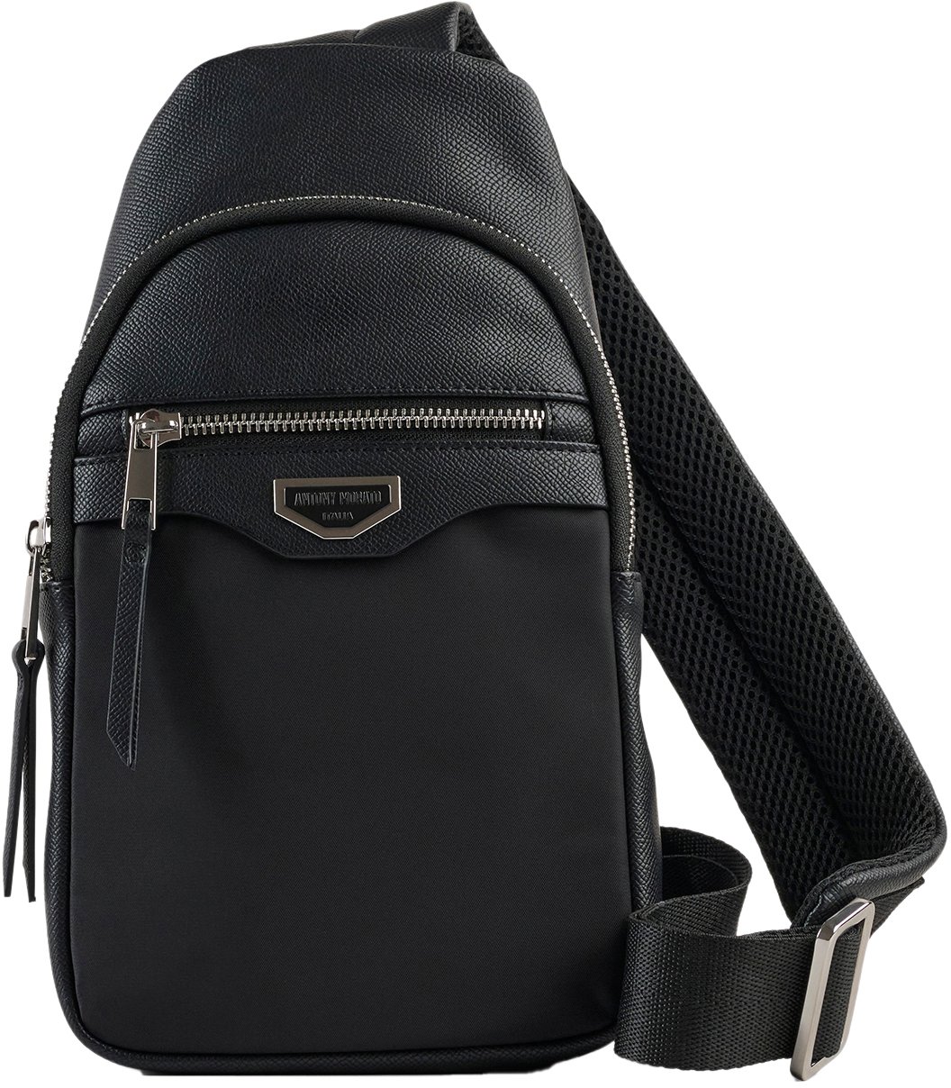 Antony Morato SLING BACKPACK. ZIP POCKETS.3D LOGO .ADJUSTABLE STRAP Zwart