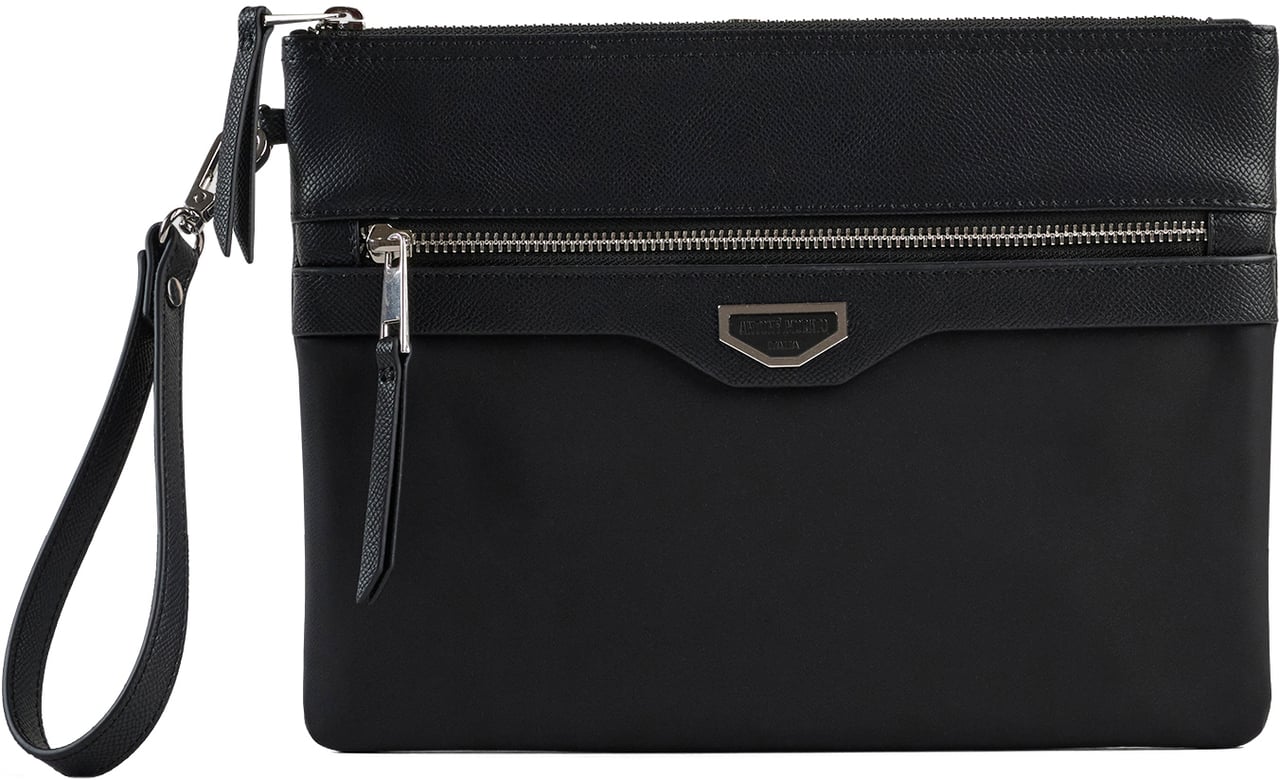 Antony Morato POUCH IN NYLON AND FAUX LEATHER.METAL ZIP POCKET.3D LOGO OK METAL PLATE.DETACHABLE HANDLE Zwart