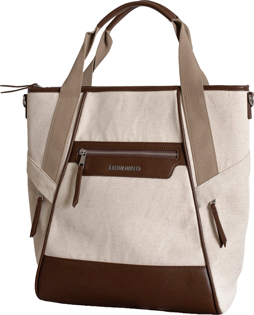 Antony Morato SHOPPER BAG IN CANVAS AND FAUX LEATHER.METAL ZIP POKETS.LOGO RIVET.DETACHABLE SHOULDER STRAP Divers