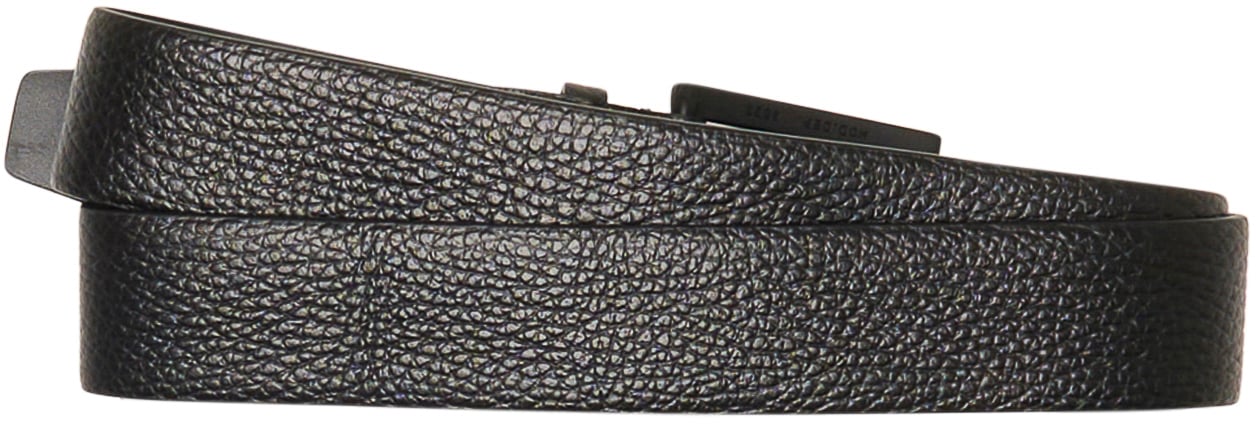 Antony Morato BUCKLE BELT H.35MM IN TUMBLED LEATHER.3D LOGO METAL LOOP Zwart