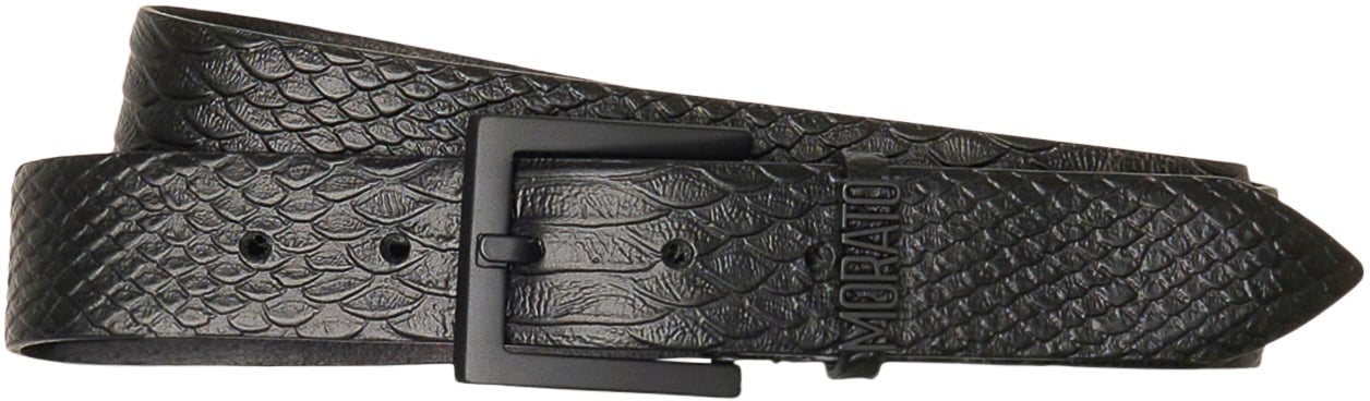 Antony Morato BUCKLE BELT H.35MM IN LEATHER REPTILE EFFECT.3D LOGO LOOP Zwart