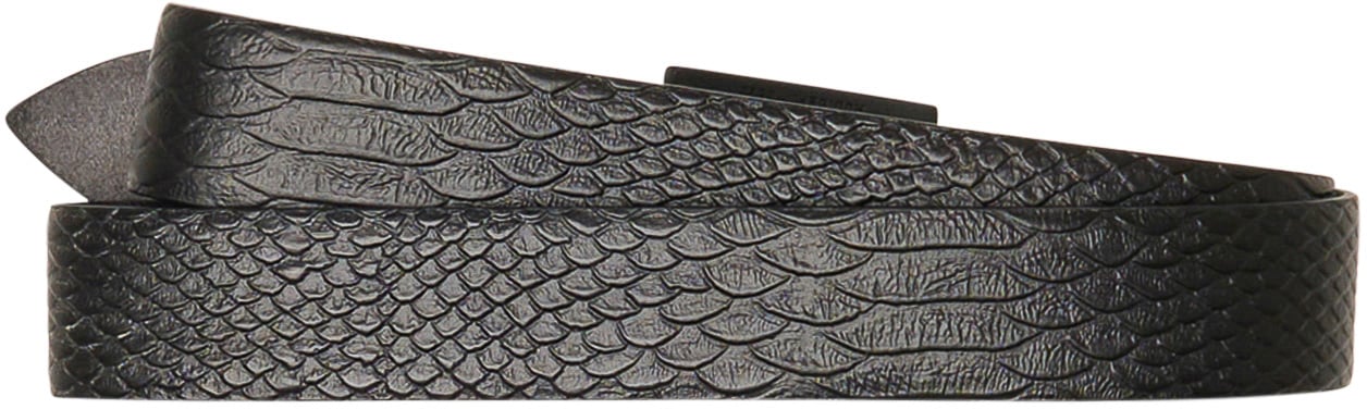 Antony Morato BUCKLE BELT H.35MM IN LEATHER REPTILE EFFECT.3D LOGO LOOP Zwart