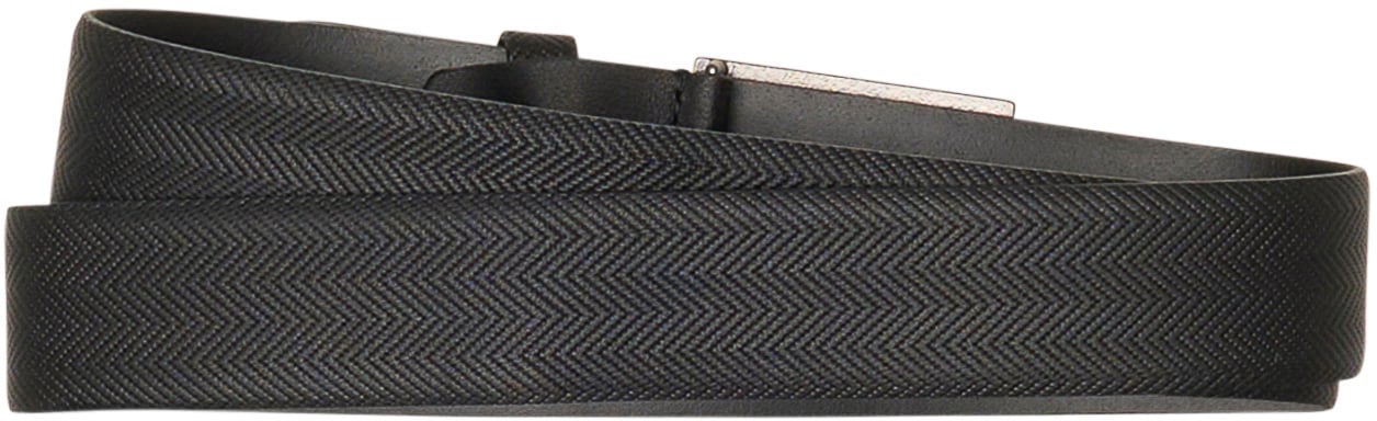 Antony Morato PLATE BELT H.35MM IN CALF LEATHER WITH HERRINGBONE EFFECT Zwart