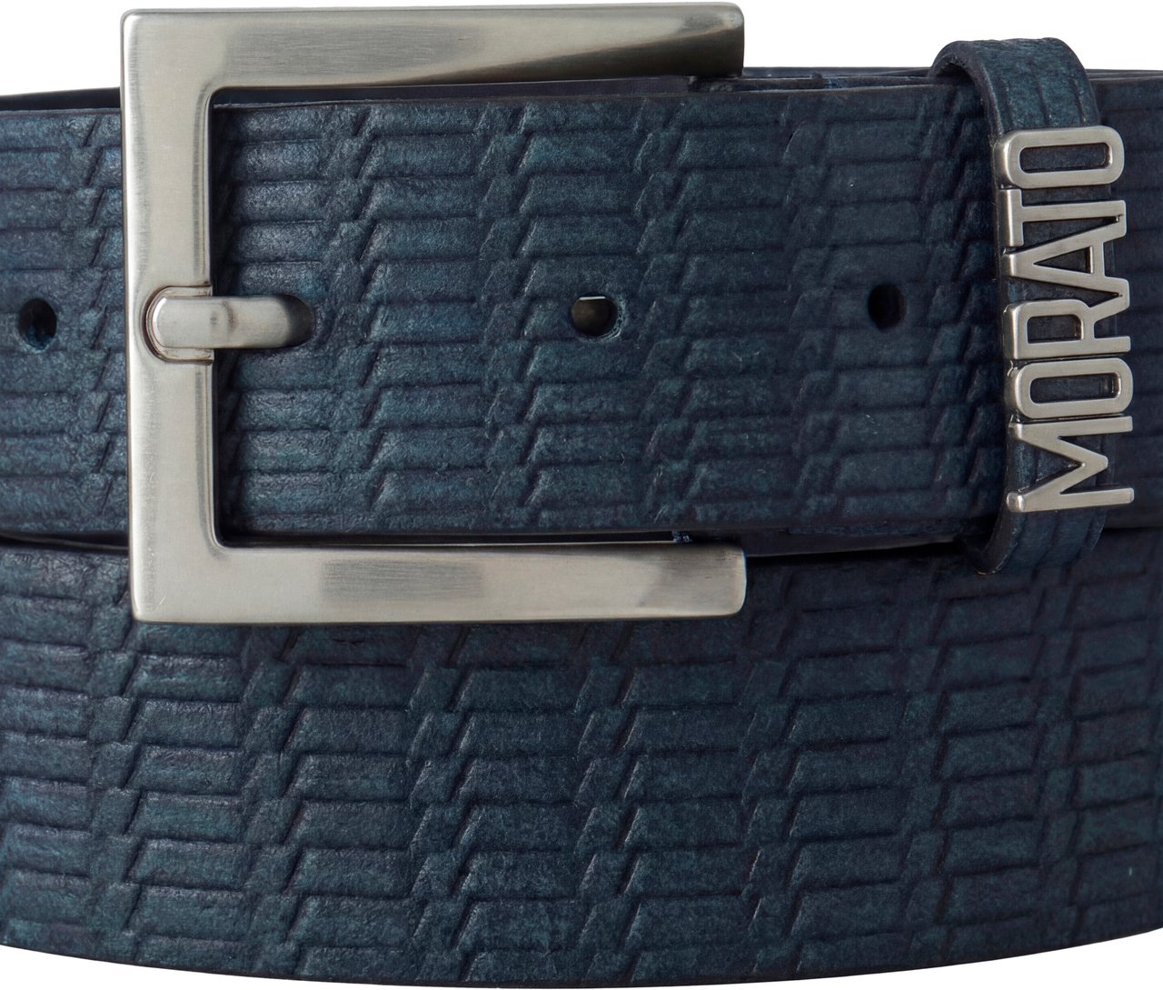 Antony Morato BUCKLE BELT H.35MM IN SUEDE FANCY PRINTED.3D LOGO METAL LOOP Blauw