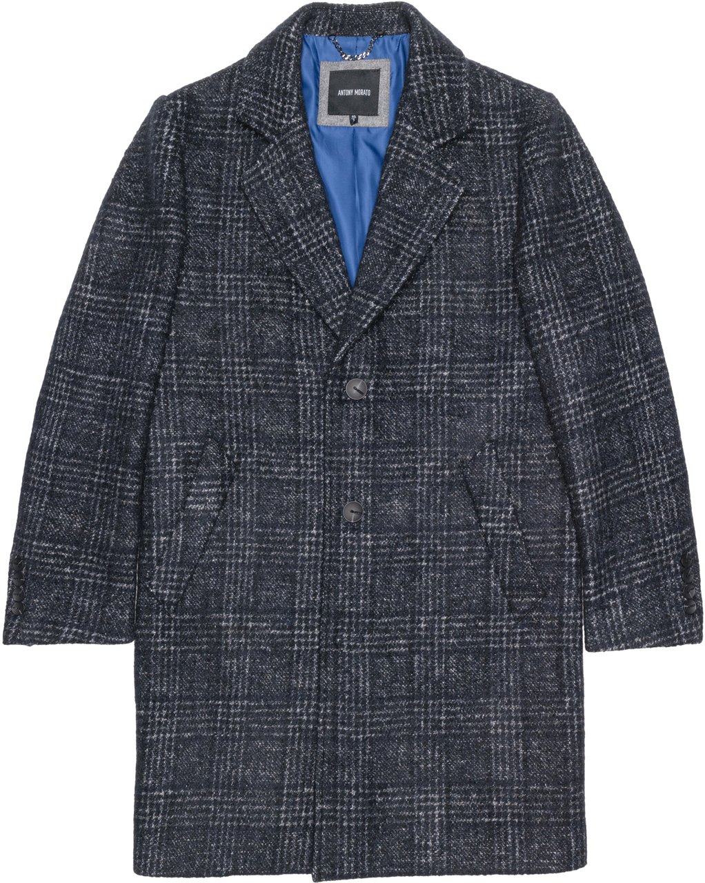 Antony Morato "MATHIAS" REGULAR FIT COAT WITH CHECK PATTERN Blauw