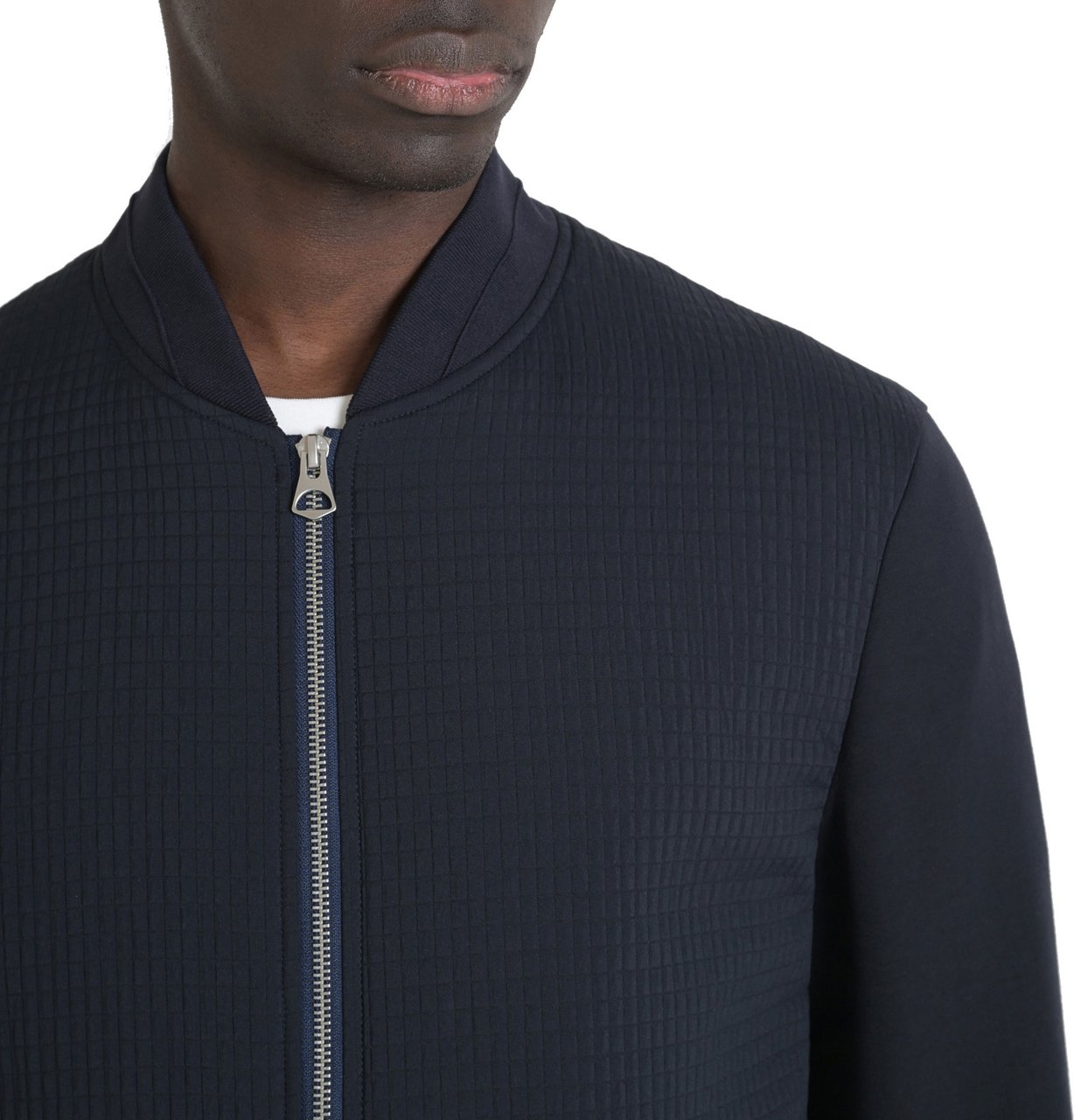 Antony Morato COAT REGULAR FIT IN DOBBY TECHNO FABRIC WITH CONTRAST IN STRETCH SCUBA AND METAL LOGO ON RUBBER PATC Blauw