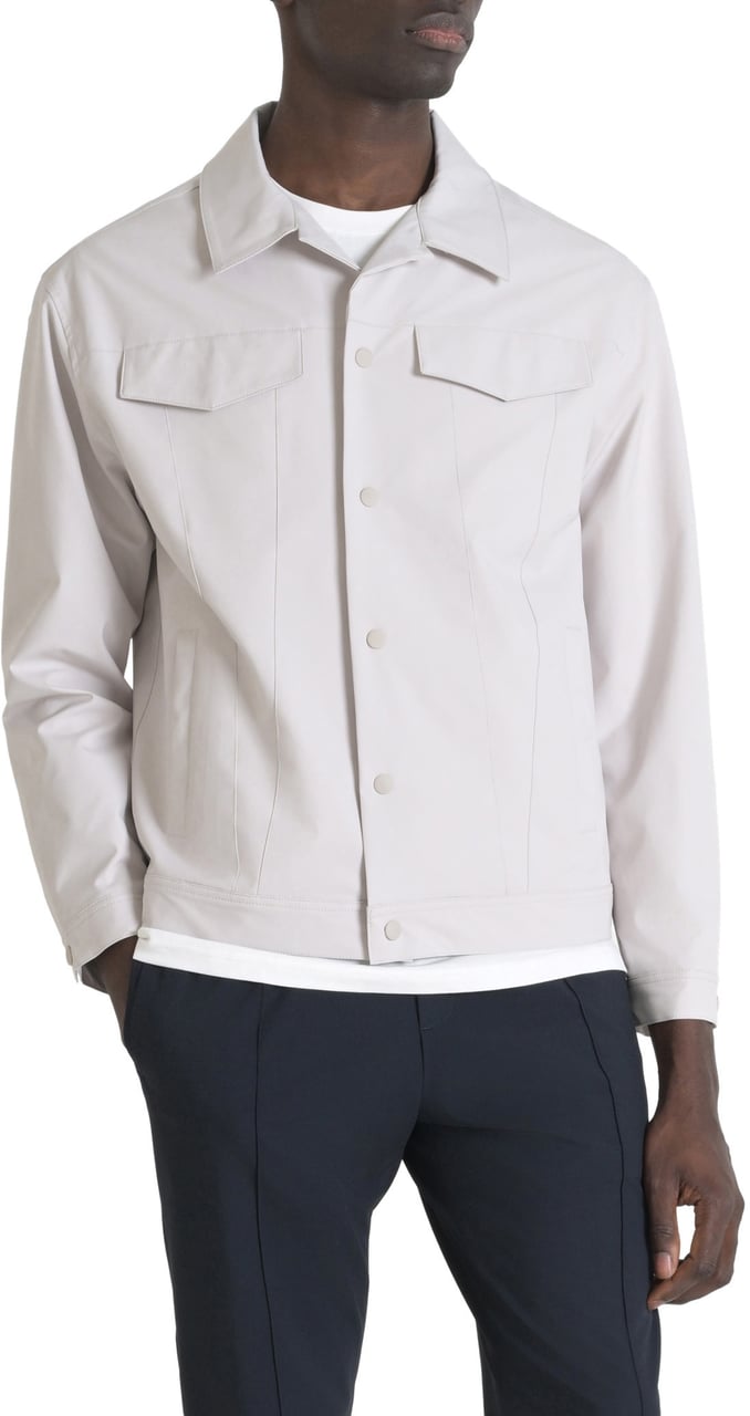 Antony Morato COAT REGULAR FIT IN COMPOUND TECHNO FABRIC WITH METAL LOGO ON RUBBER FLAG Beige
