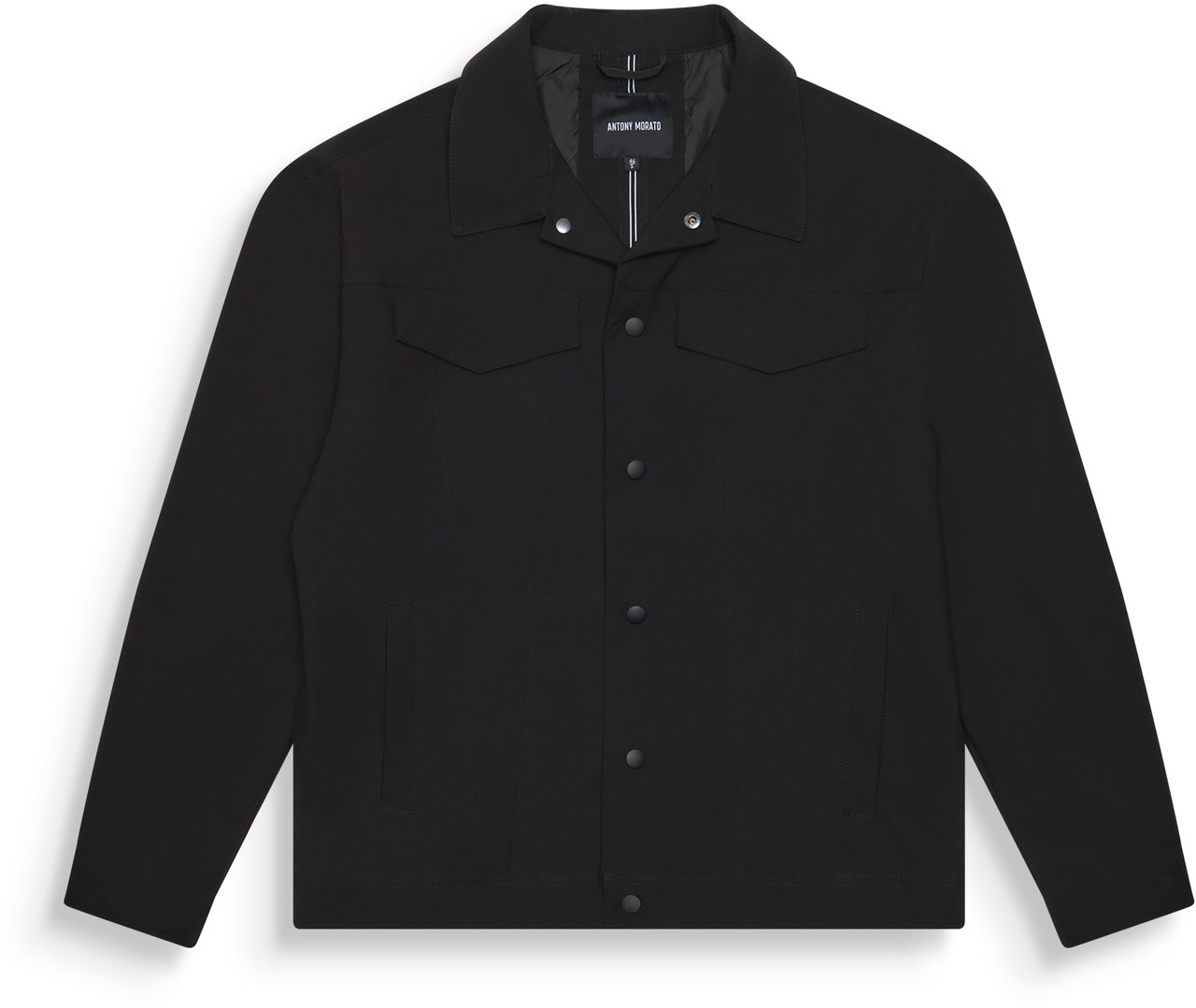 Antony Morato COAT REGULAR FIT IN COMPOUND TECHNO FABRIC WITH METAL LOGO ON RUBBER FLAG Zwart