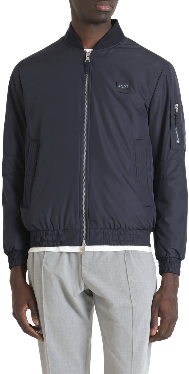 Antony Morato COAT REGULAR FIT IN TECHNO FABRIC WITH ECOPADDING SORONA AURA AND METAL LOGO ON RUBBER PATCH Blauw