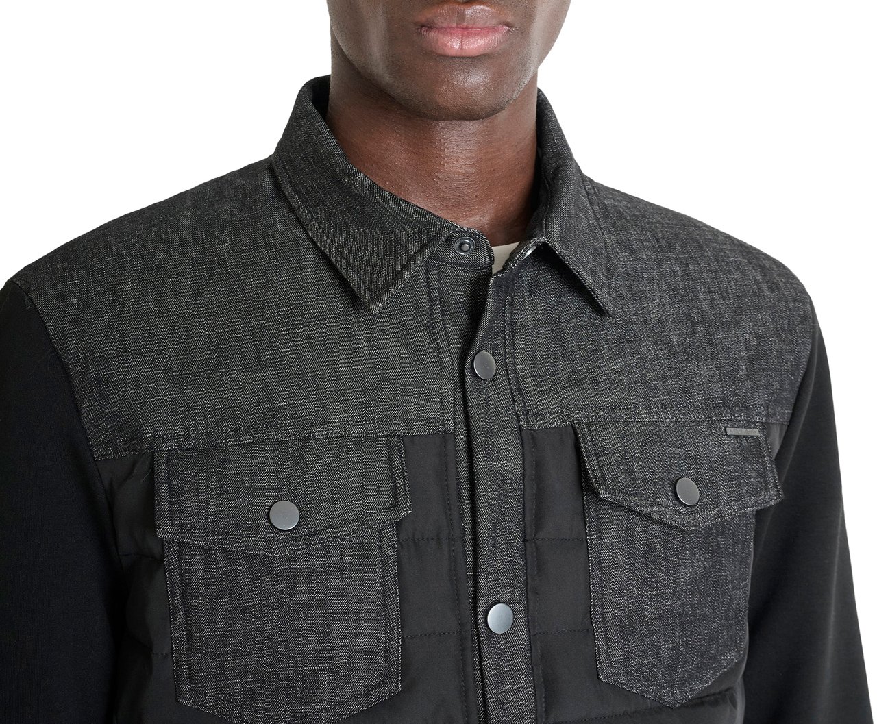 Antony Morato COAT SLIM FIT IN DENIM AND THECNO FABRIC WITH ECOPADDING Zwart