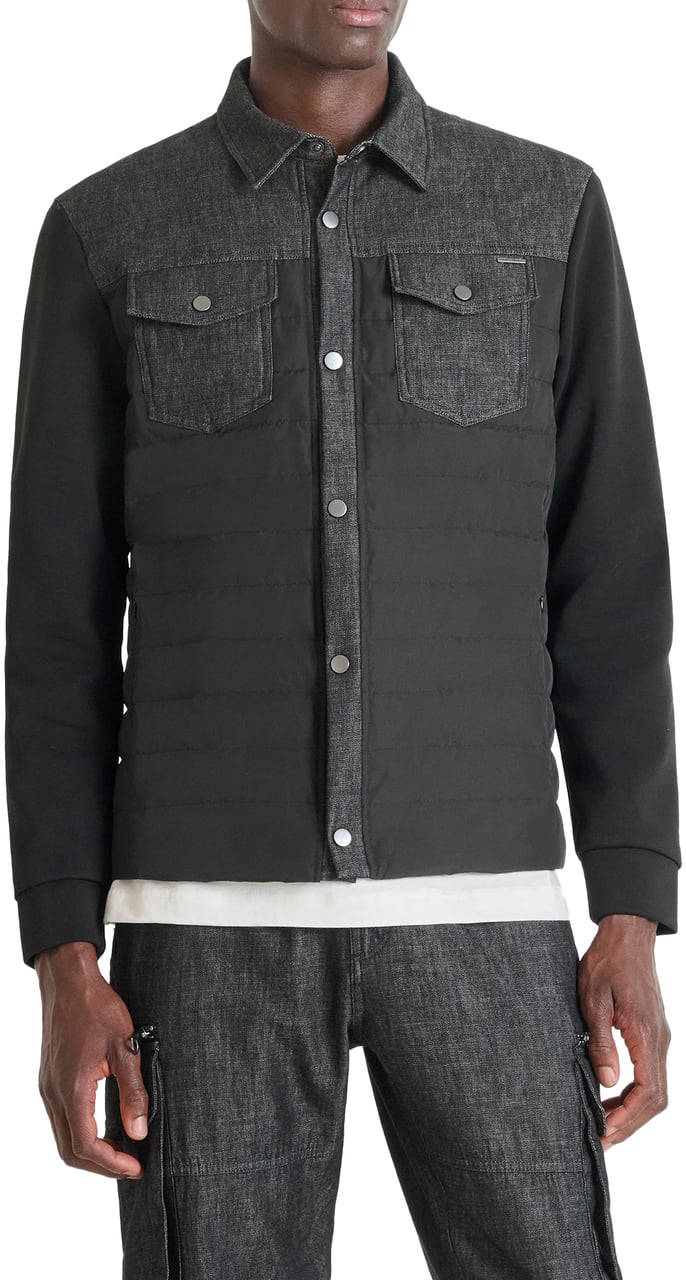 Antony Morato COAT SLIM FIT IN DENIM AND THECNO FABRIC WITH ECOPADDING Zwart