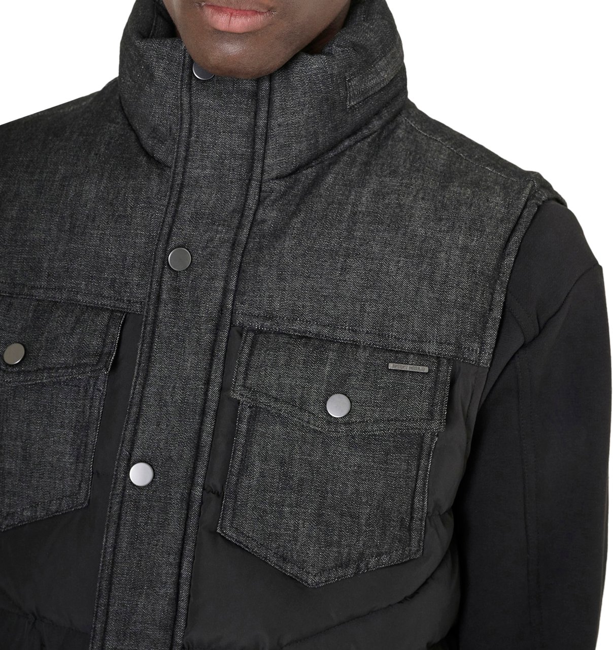 Antony Morato COAT REGULAR FIT IN DENIM AND TECHNO FABRIC Zwart