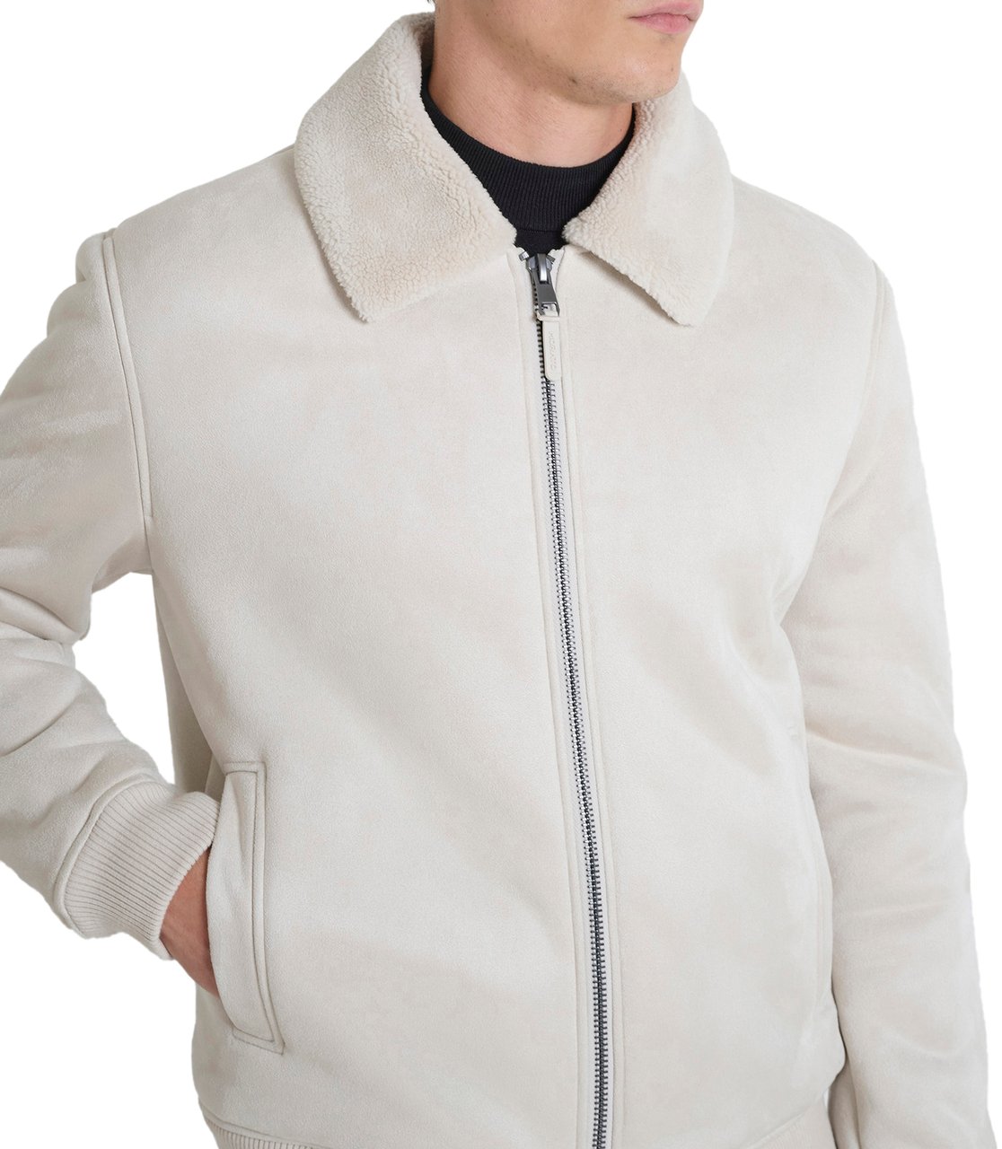 Antony Morato COAT REGULAR FIT IN KNIT FAUX FUR WITH LOGOED RUBBER PULLER Beige