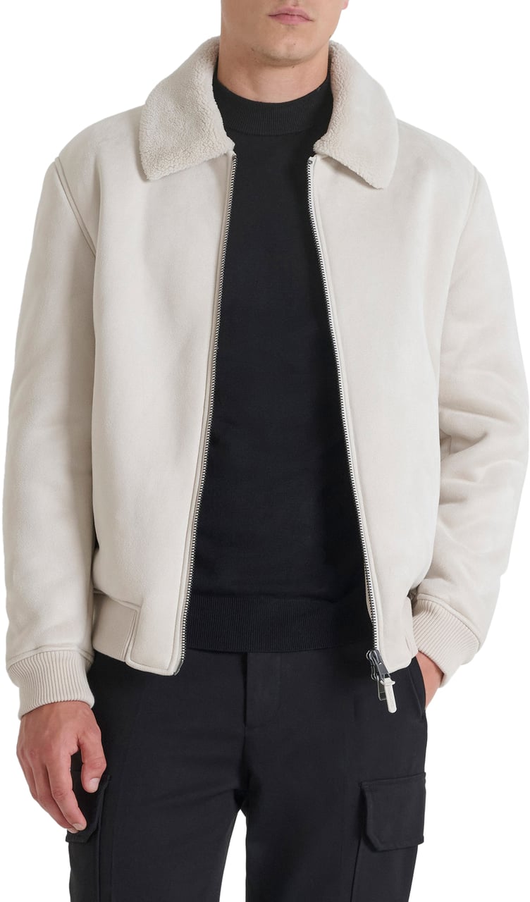 Antony Morato COAT REGULAR FIT IN KNIT FAUX FUR WITH LOGOED RUBBER PULLER Beige