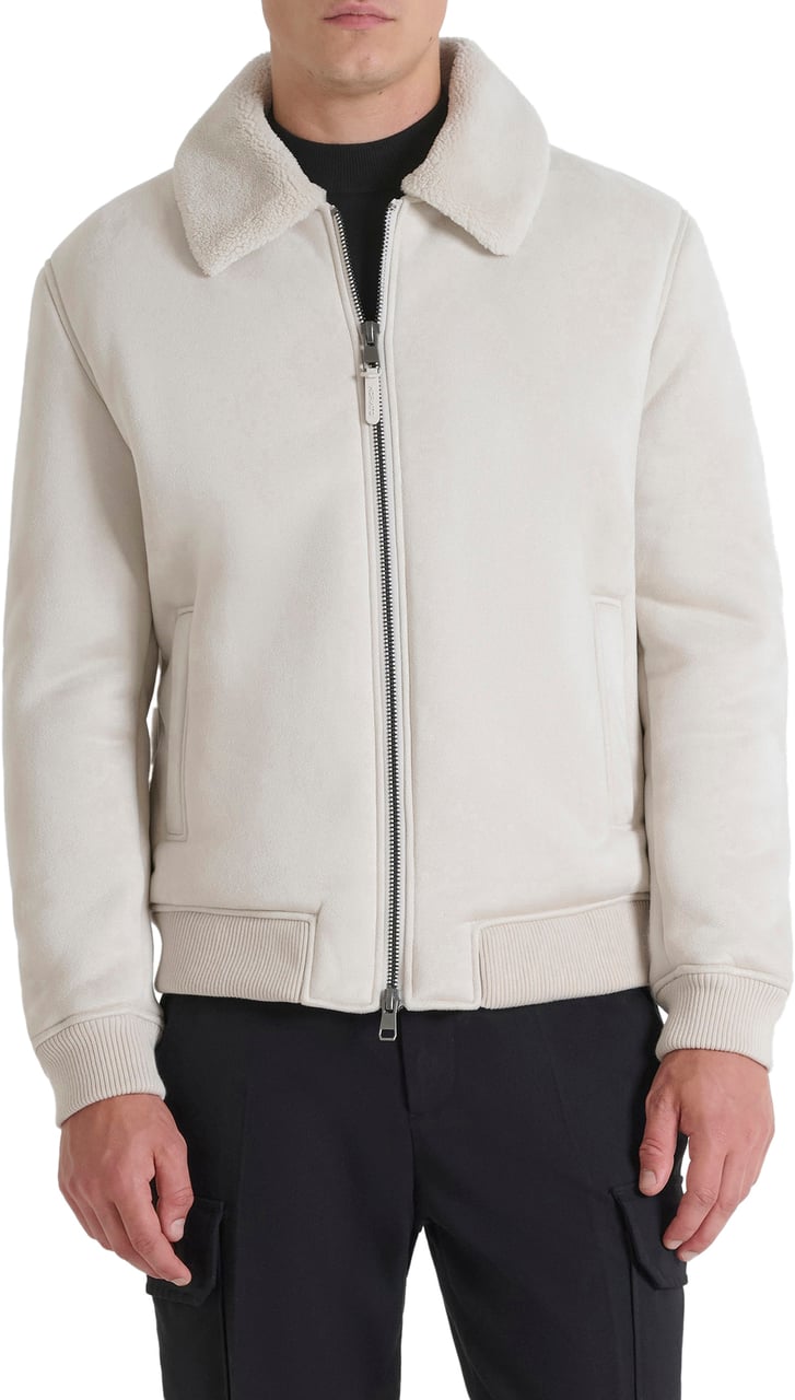 Antony Morato COAT REGULAR FIT IN KNIT FAUX FUR WITH LOGOED RUBBER PULLER Beige