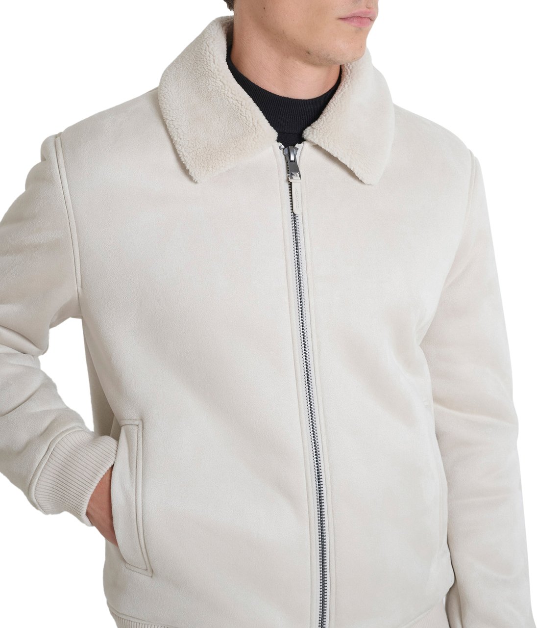 Antony Morato COAT REGULAR FIT IN KNIT FAUX FUR WITH LOGOED RUBBER PULLER Beige