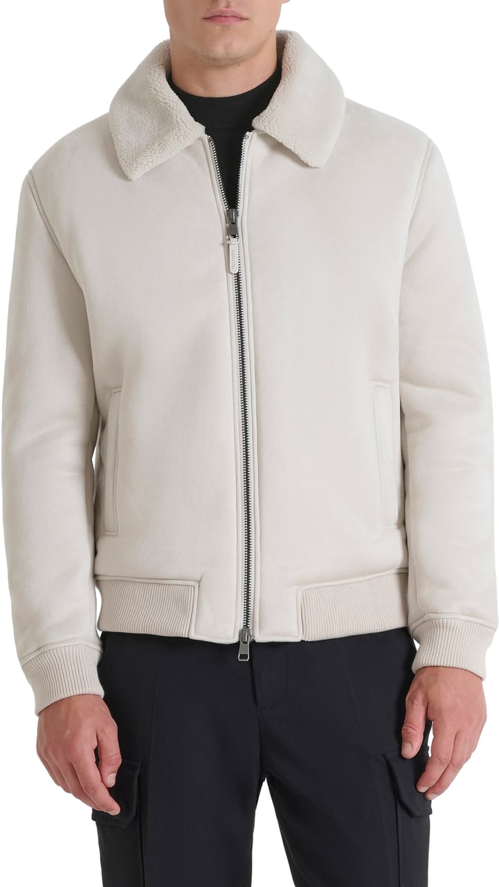 Antony Morato COAT REGULAR FIT IN KNIT FAUX FUR WITH LOGOED RUBBER PULLER Beige